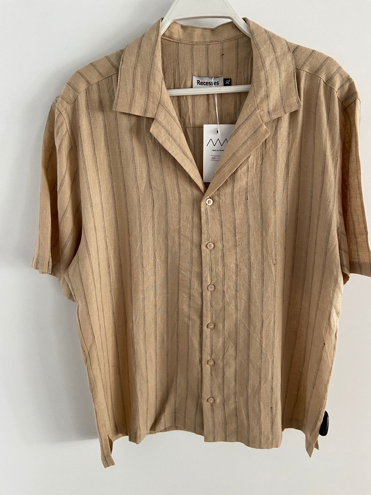 Short sleeves stripped linen shirt