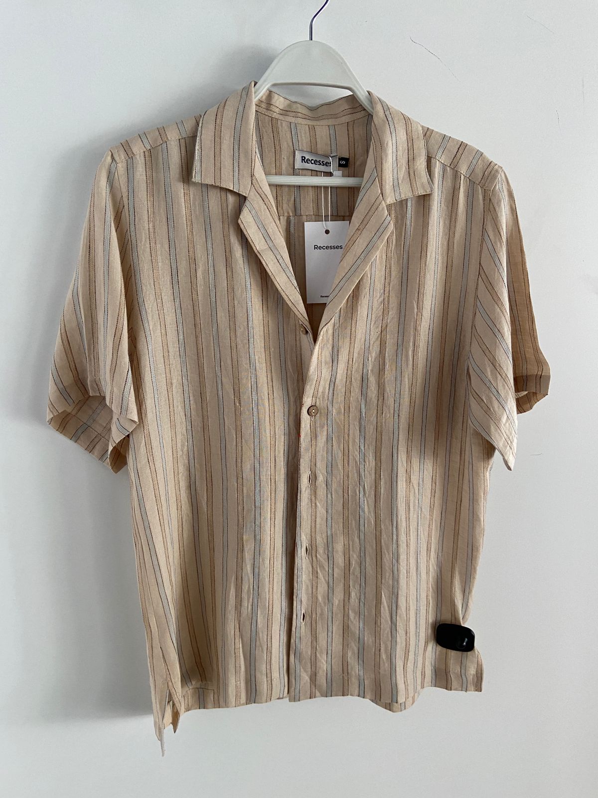 Short sleeves stripped linen shirt