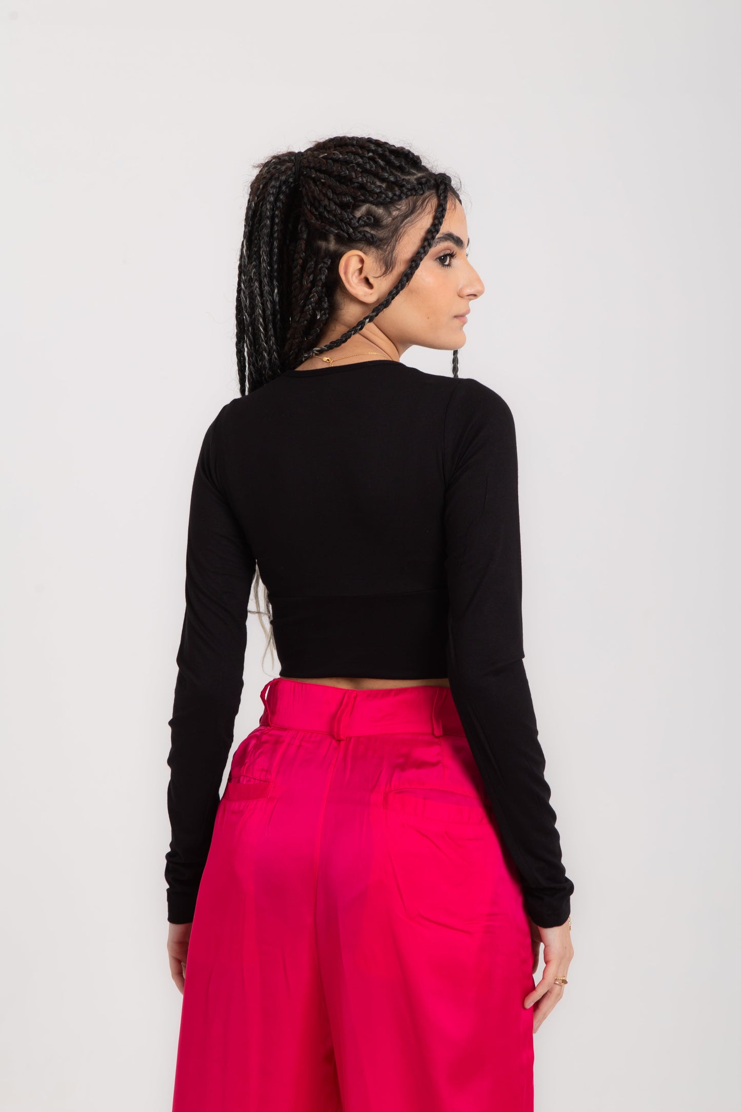 Long sleeves top with corset cut