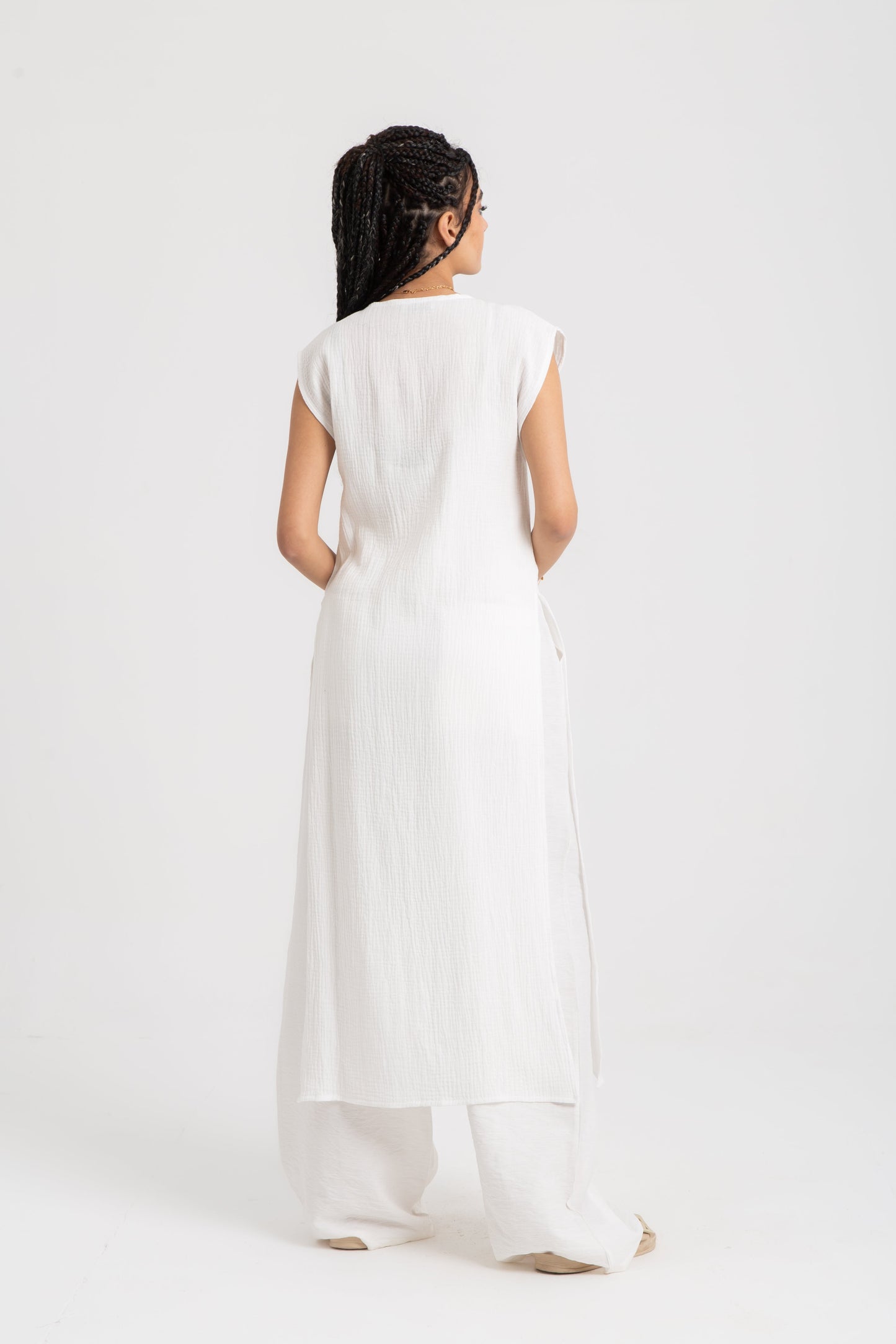 Long cardigan with side slits