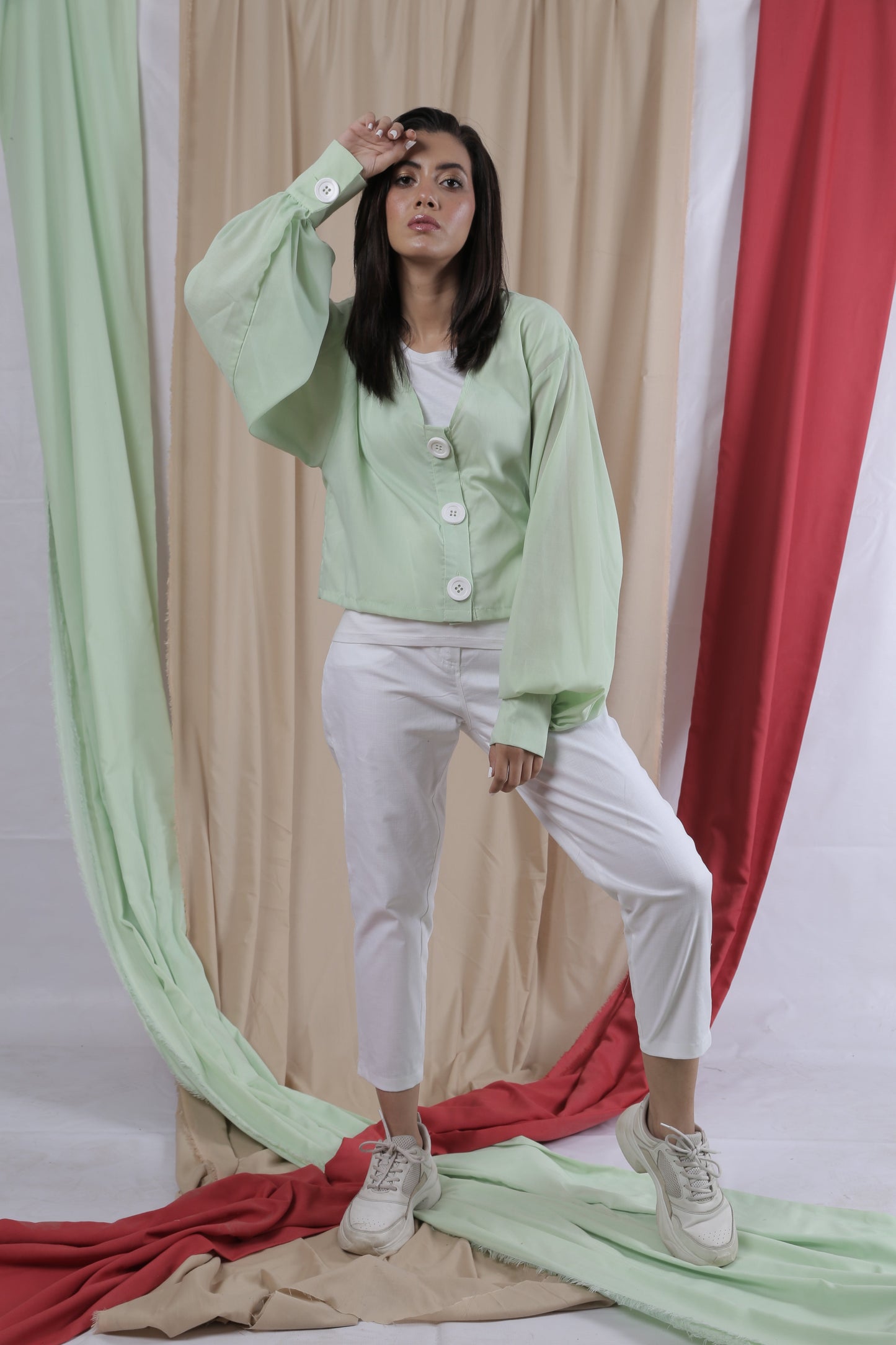 blouse with big decorative buttons