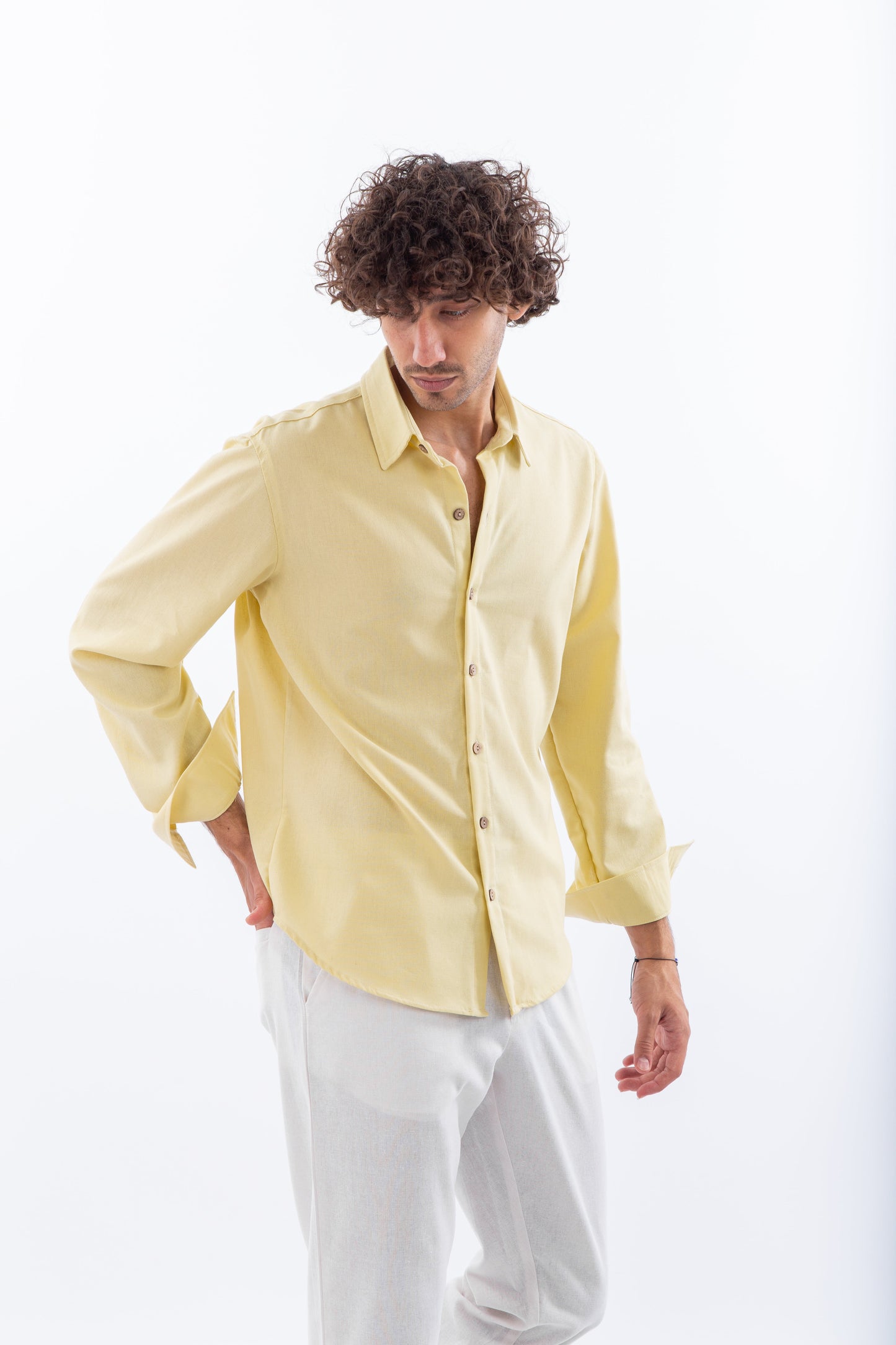 Long sleeves yellow Linen shirt