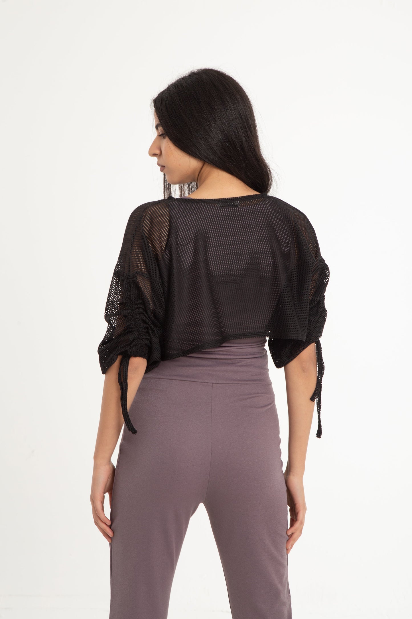 Net blouse with elastic strings