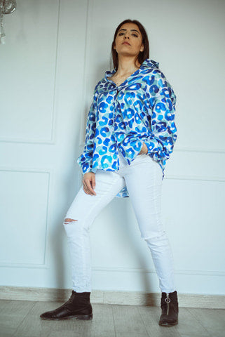 Animal prints satin shirt