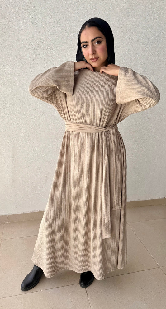 Long sleeves crushed fabric dress