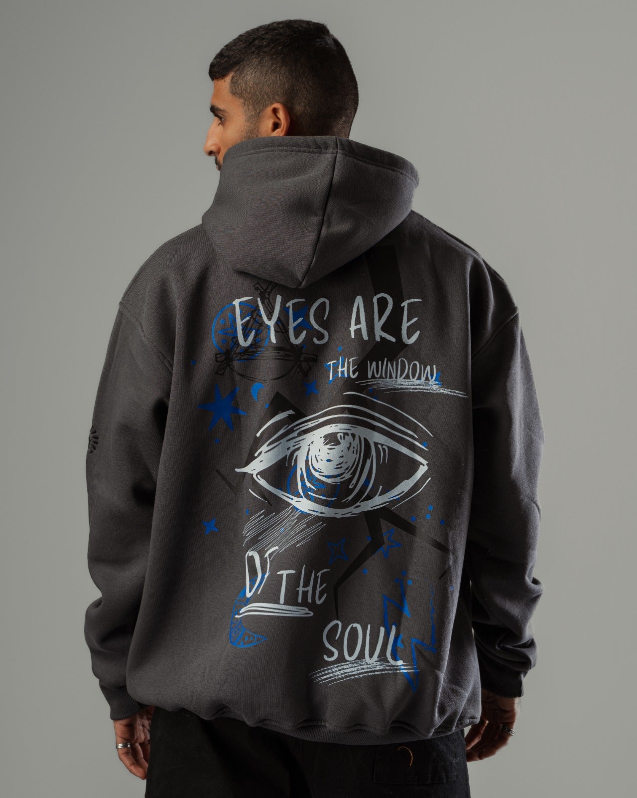 eyes are the windows silver hoodie