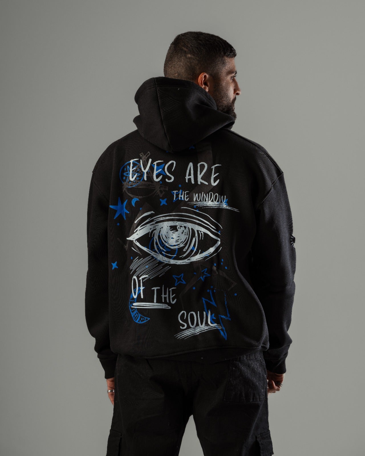 eyes are the windows silver hoodie