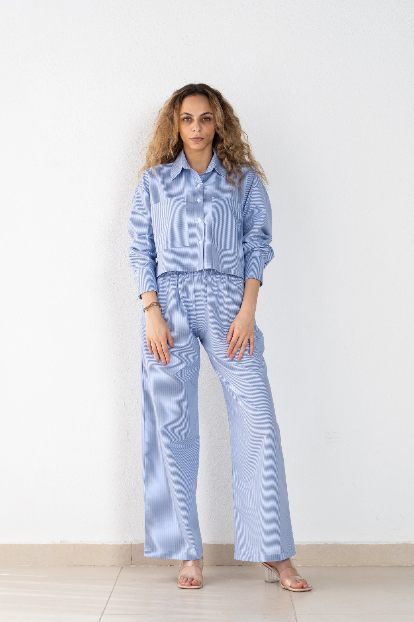 Stripped cropped poplin shirt