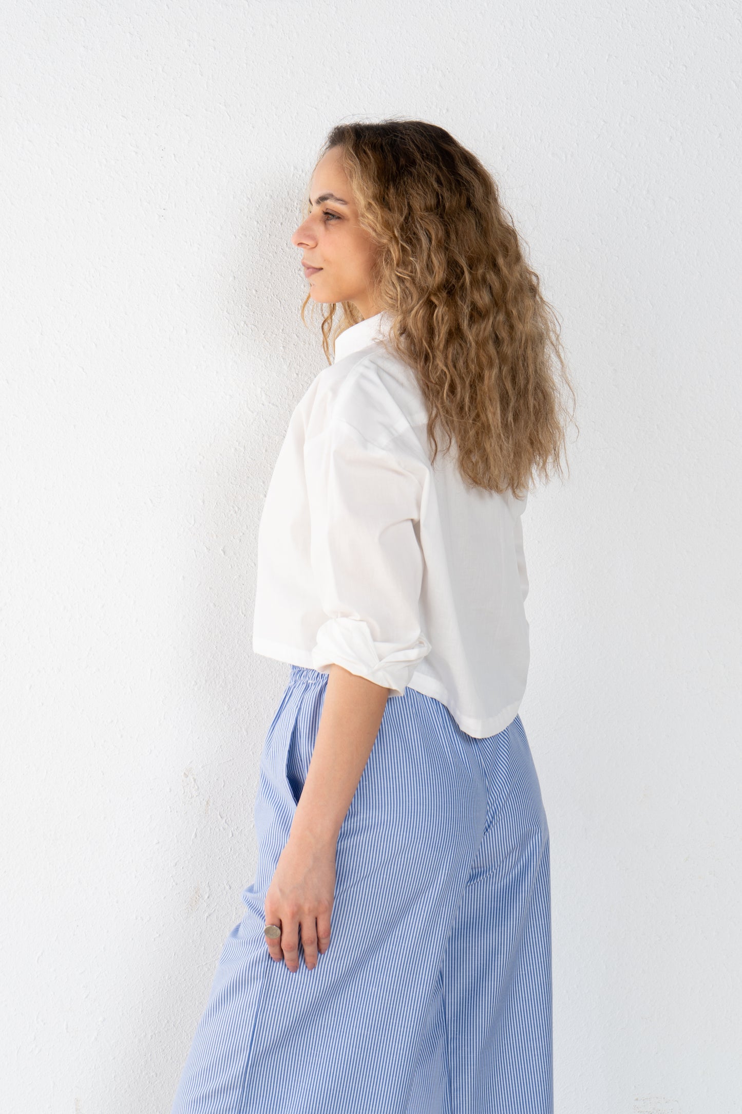 Cropped poplin shirt