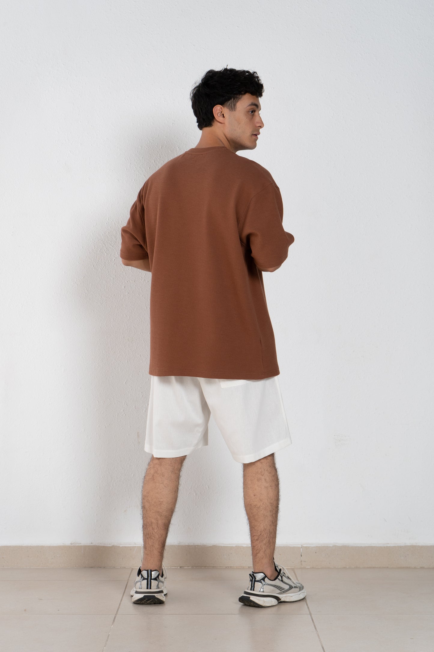 Linen man shorts with elastic band