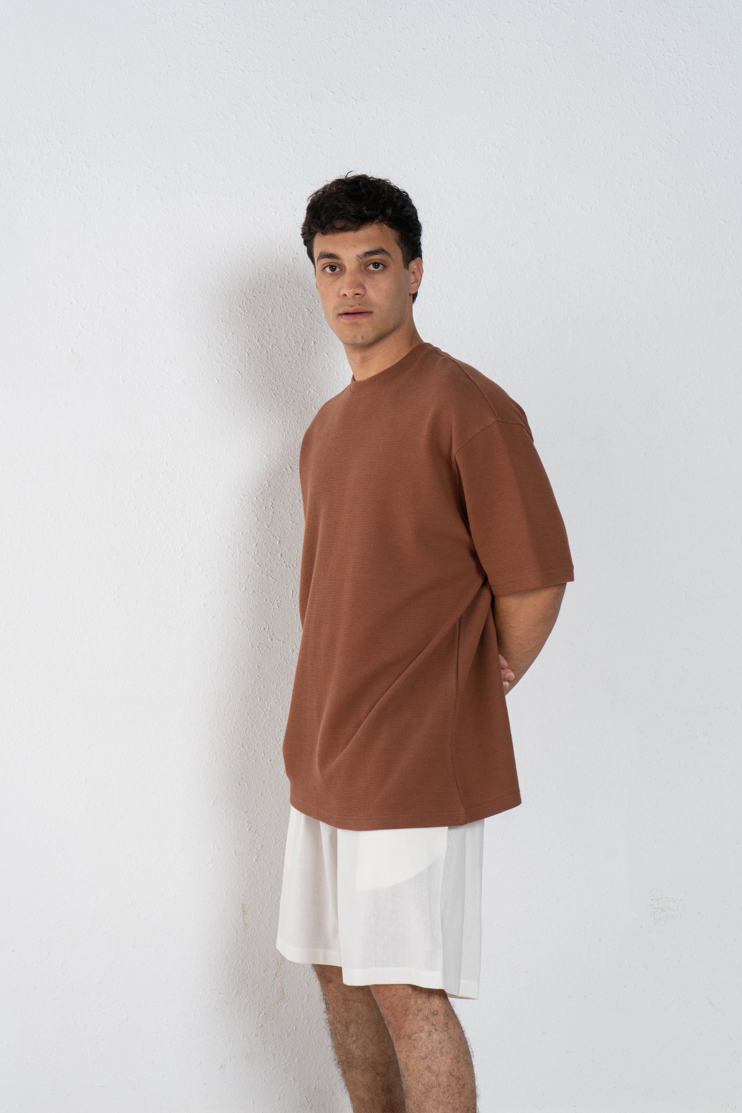 Linen man shorts with elastic band