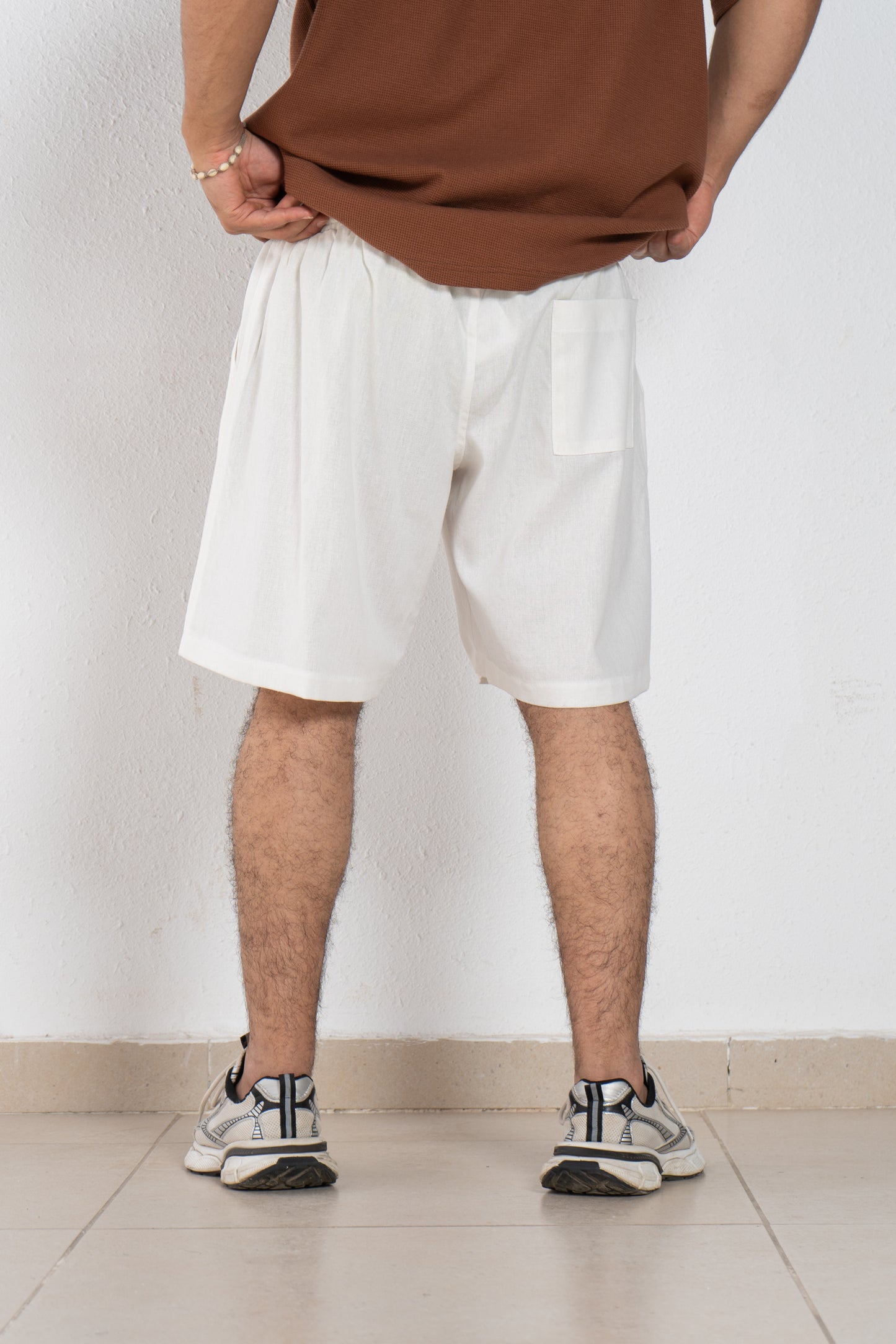 Linen man shorts with elastic band