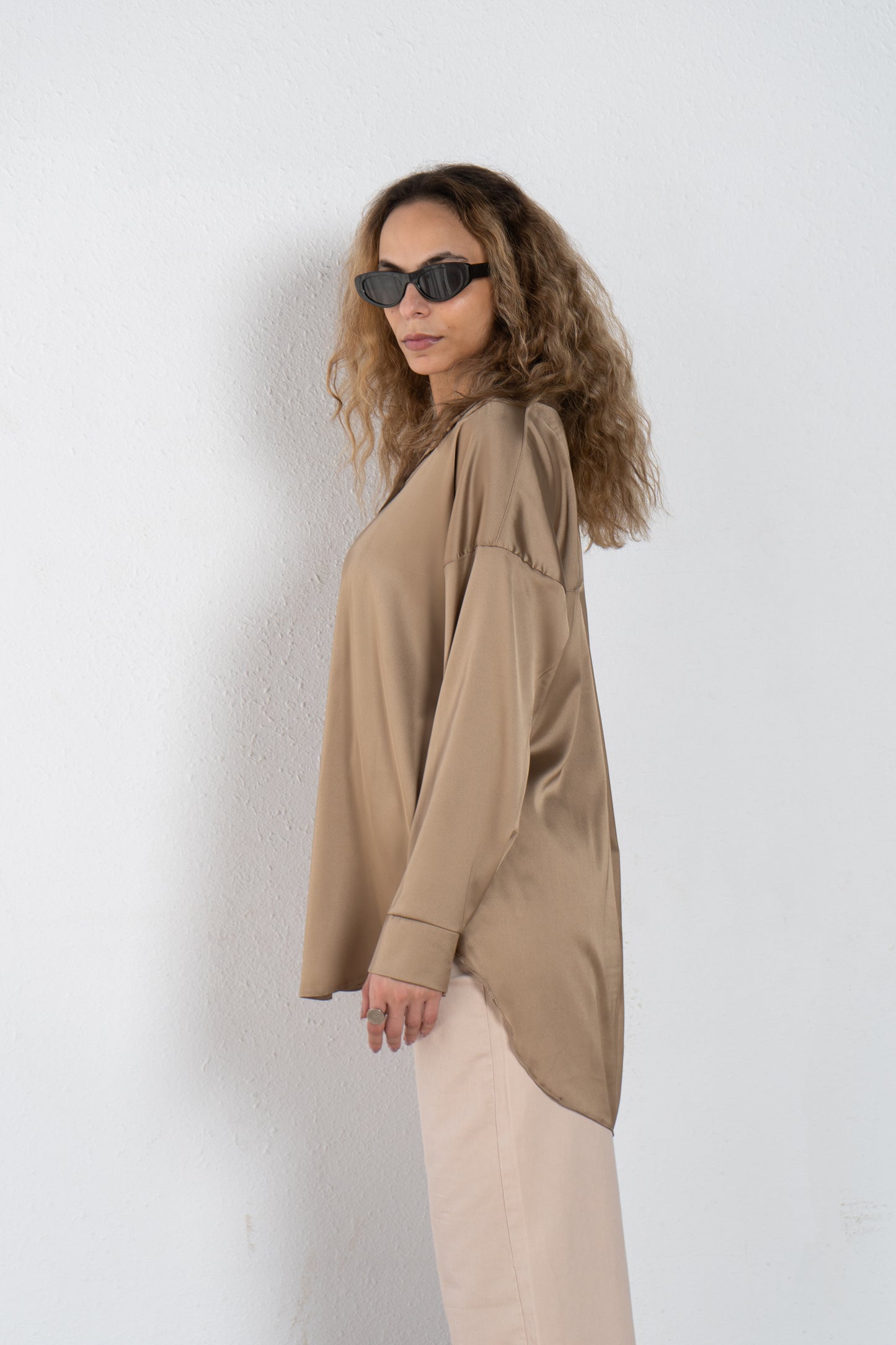 Oversized satin shirt