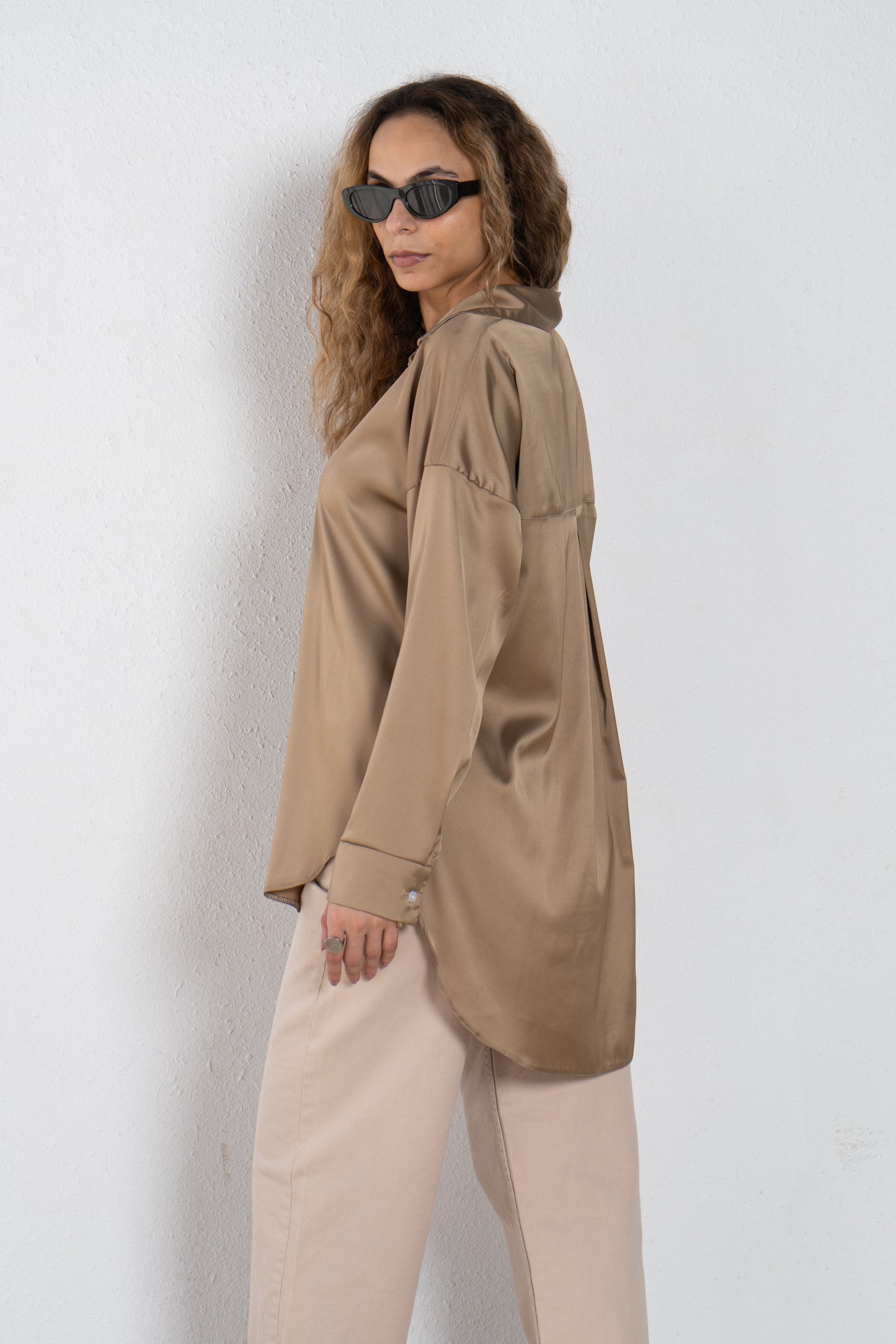 Oversized satin shirt