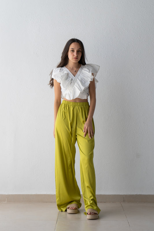 Wide leg satin pants