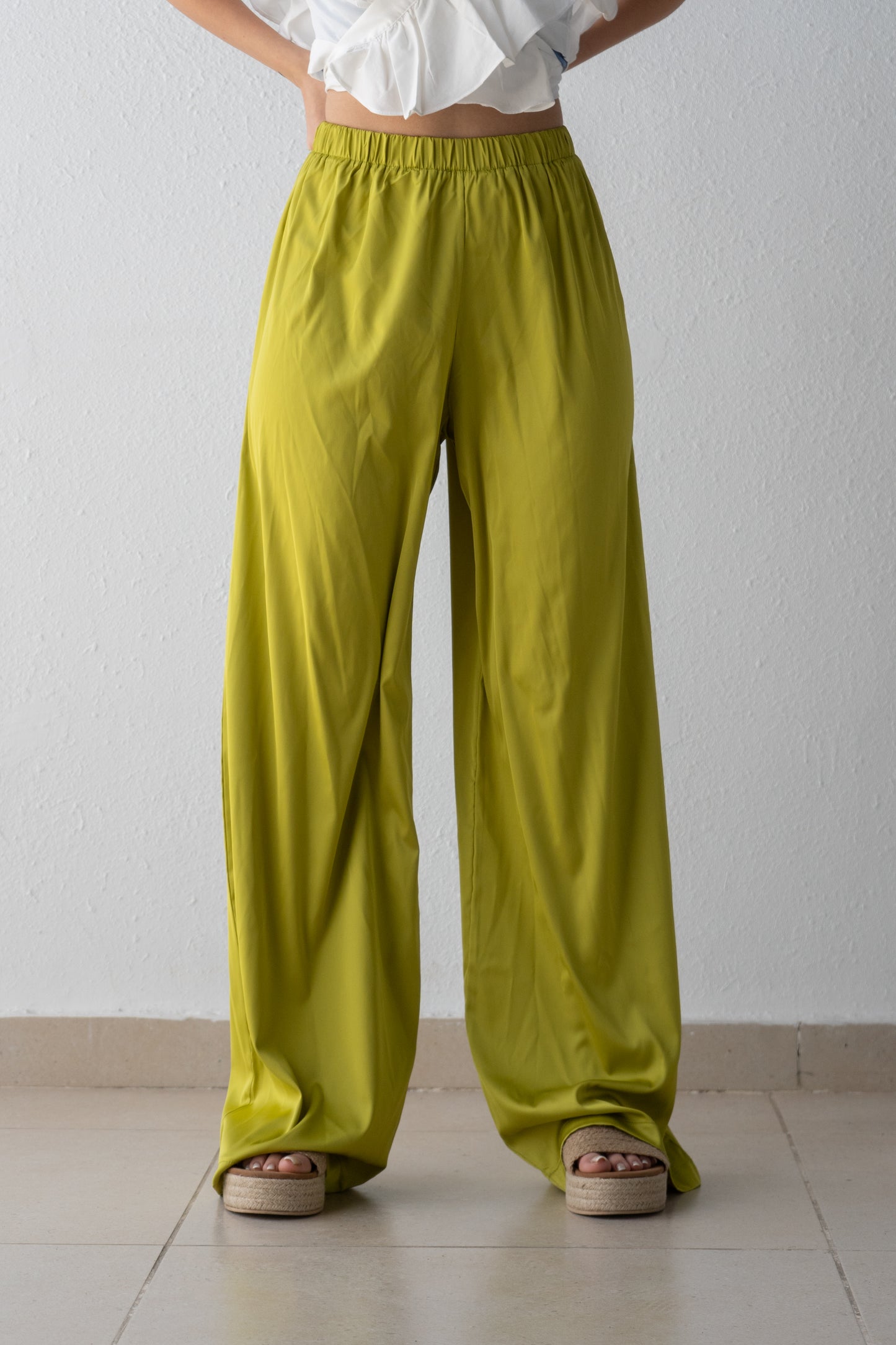 Wide leg satin pants