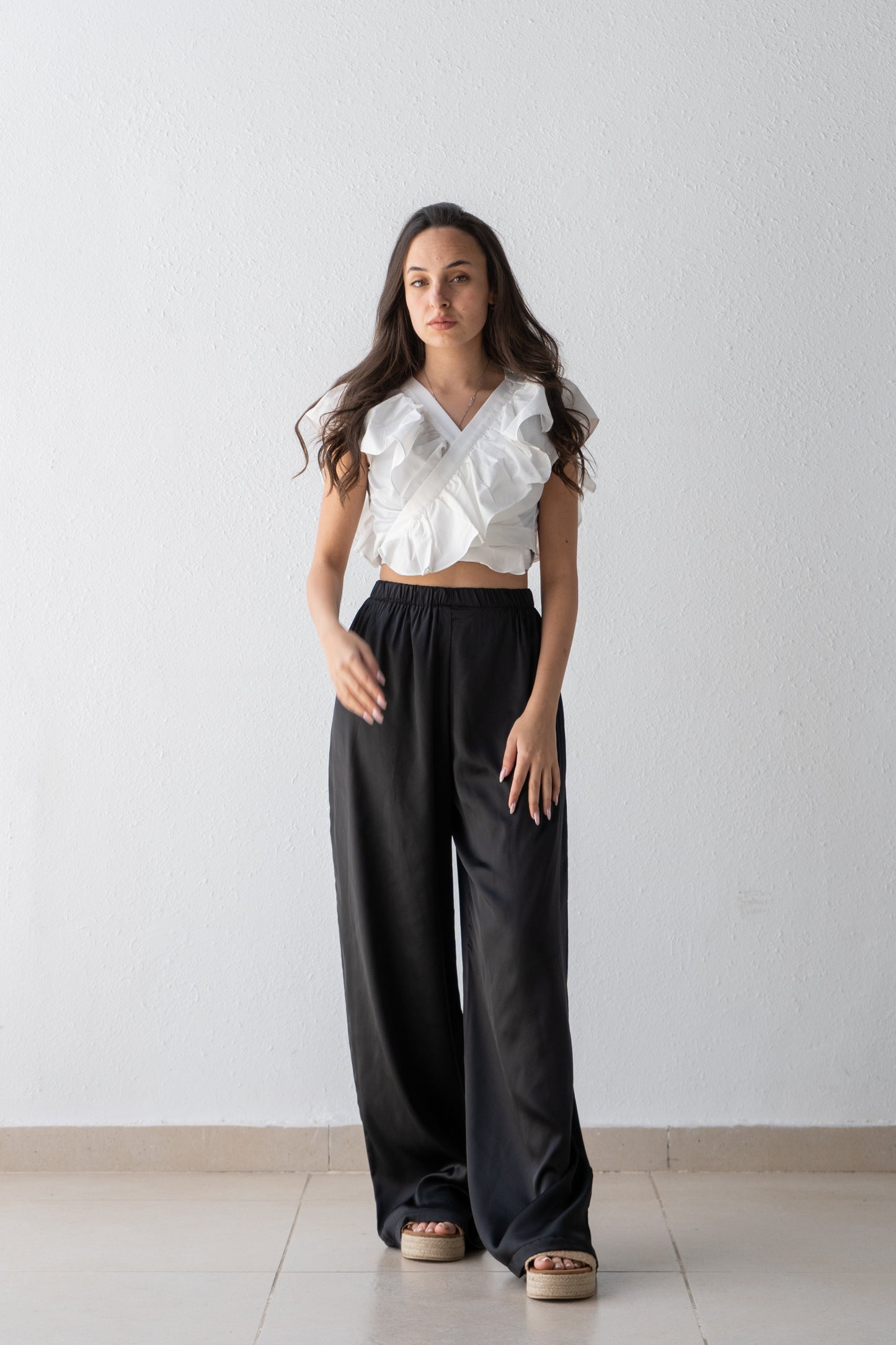 Wide leg satin pants