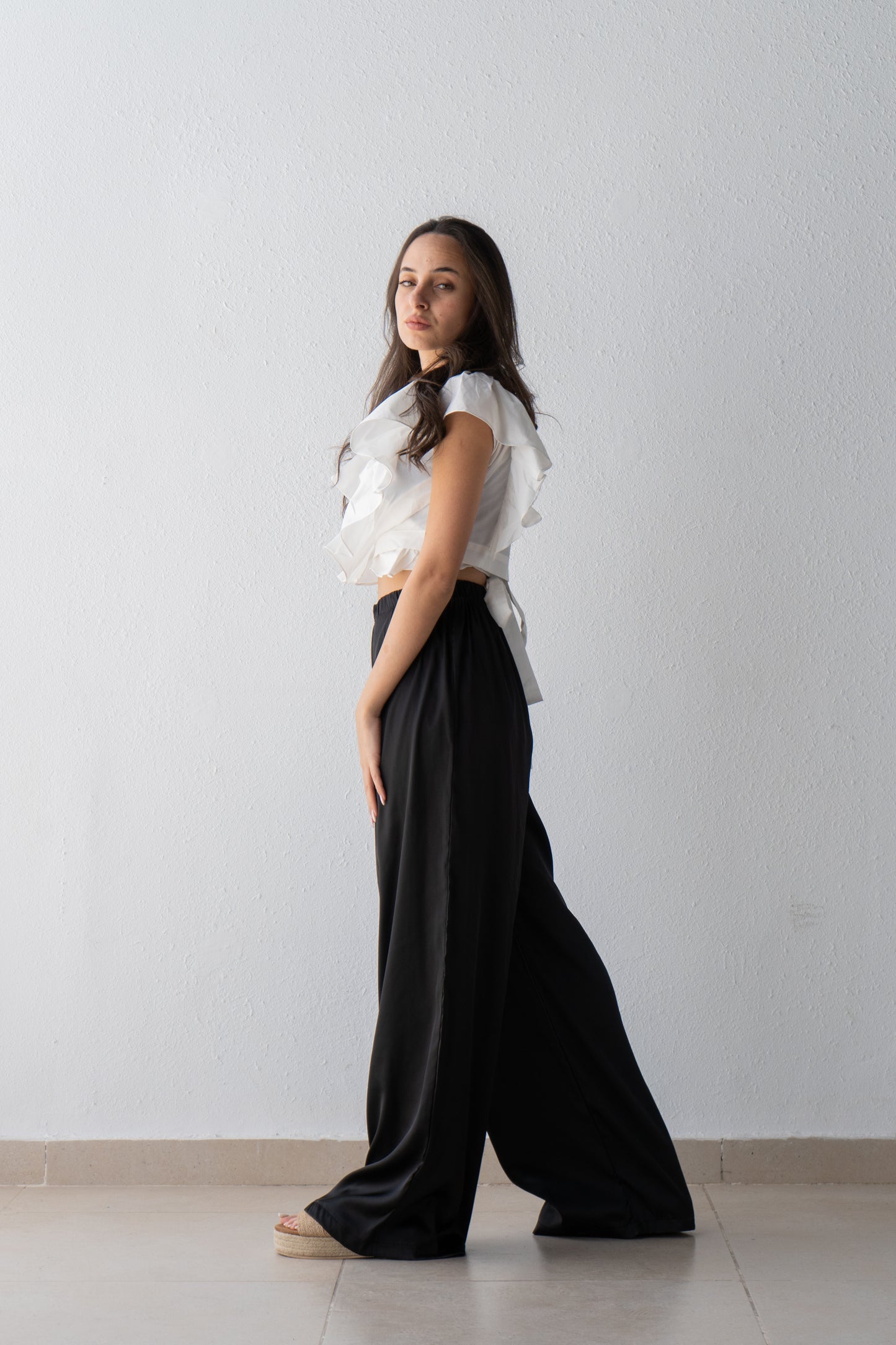 Wide leg satin pants