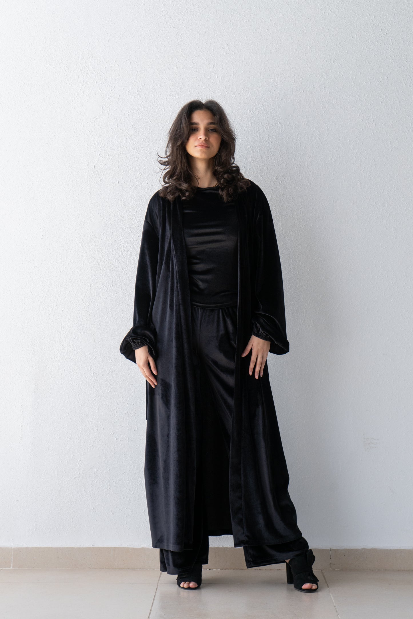 Velvet maxi kimono