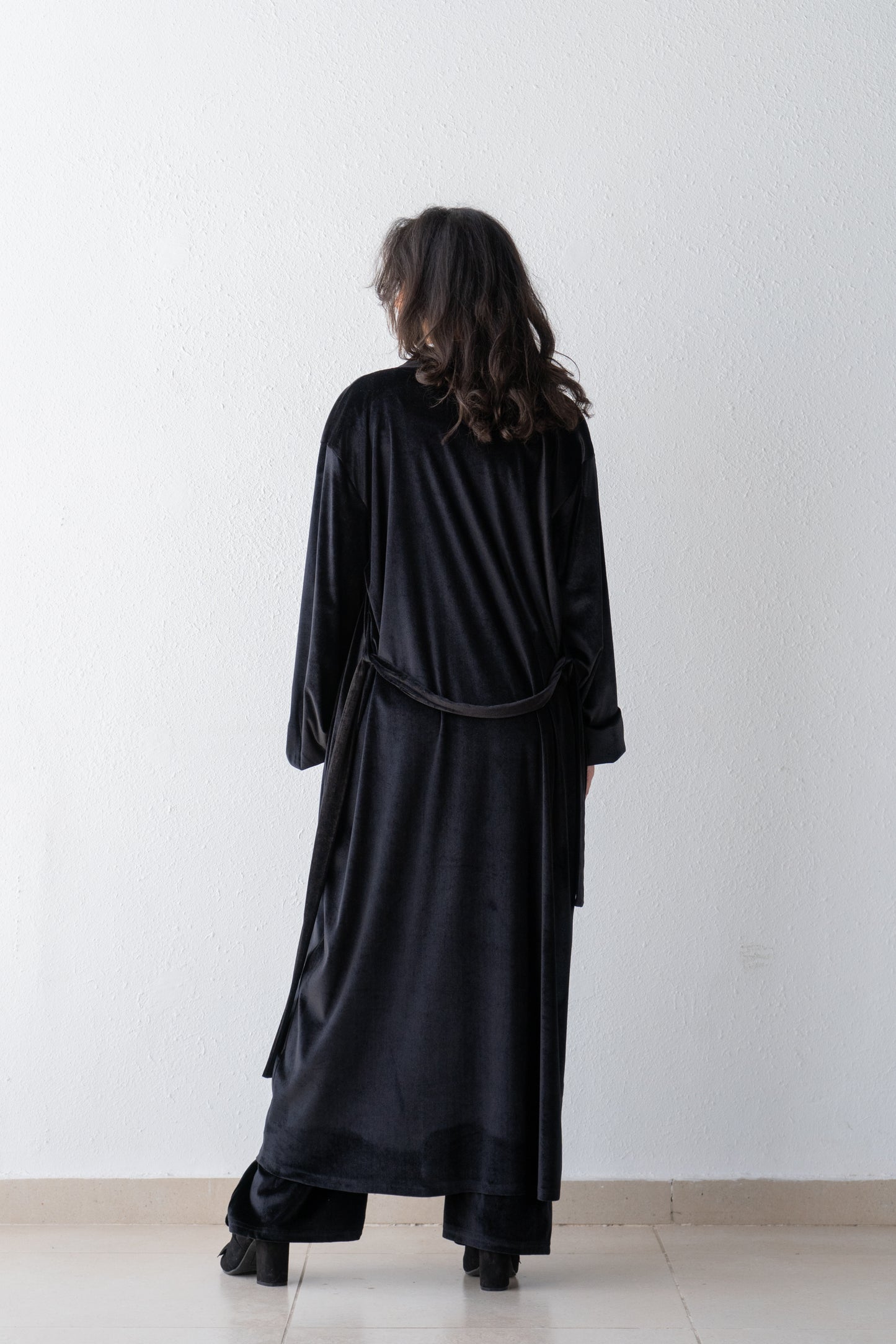 Velvet maxi kimono