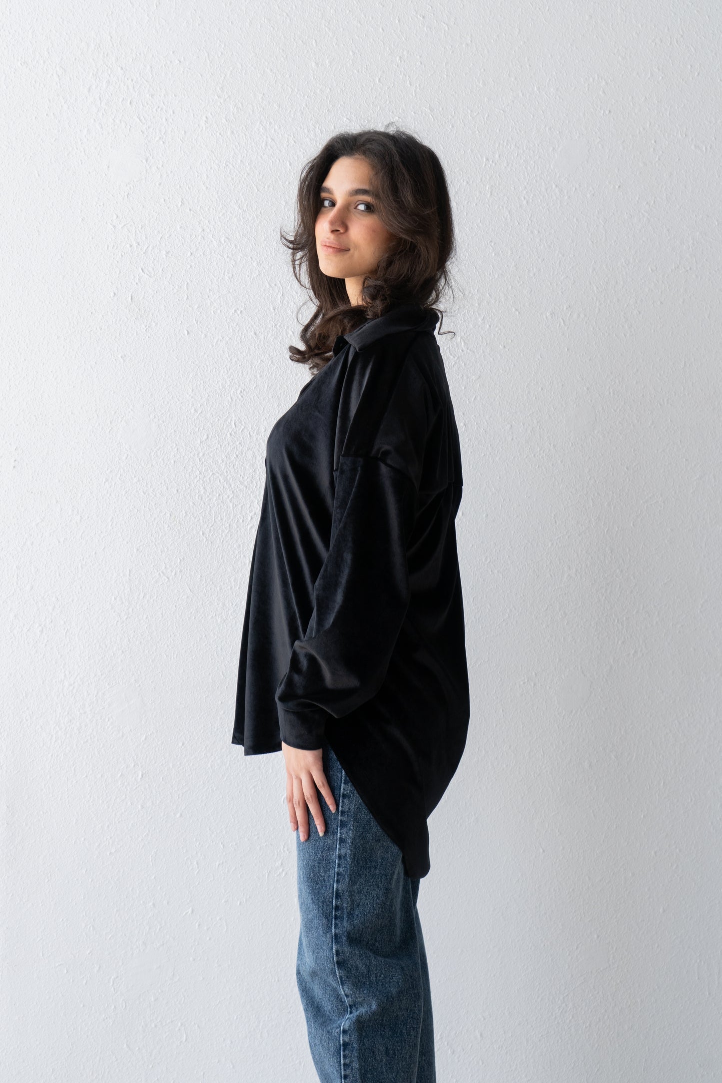 velvet oversized shirt