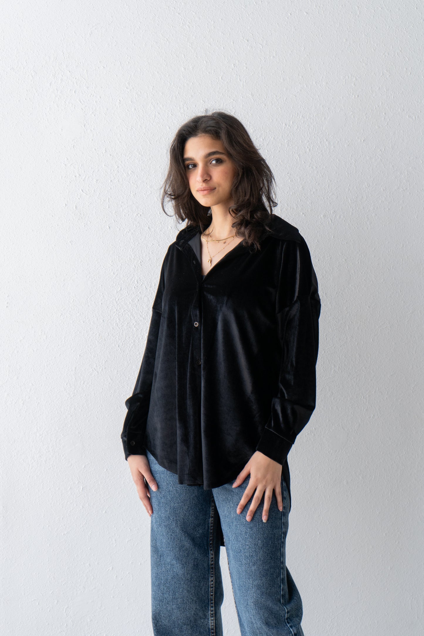 velvet oversized shirt