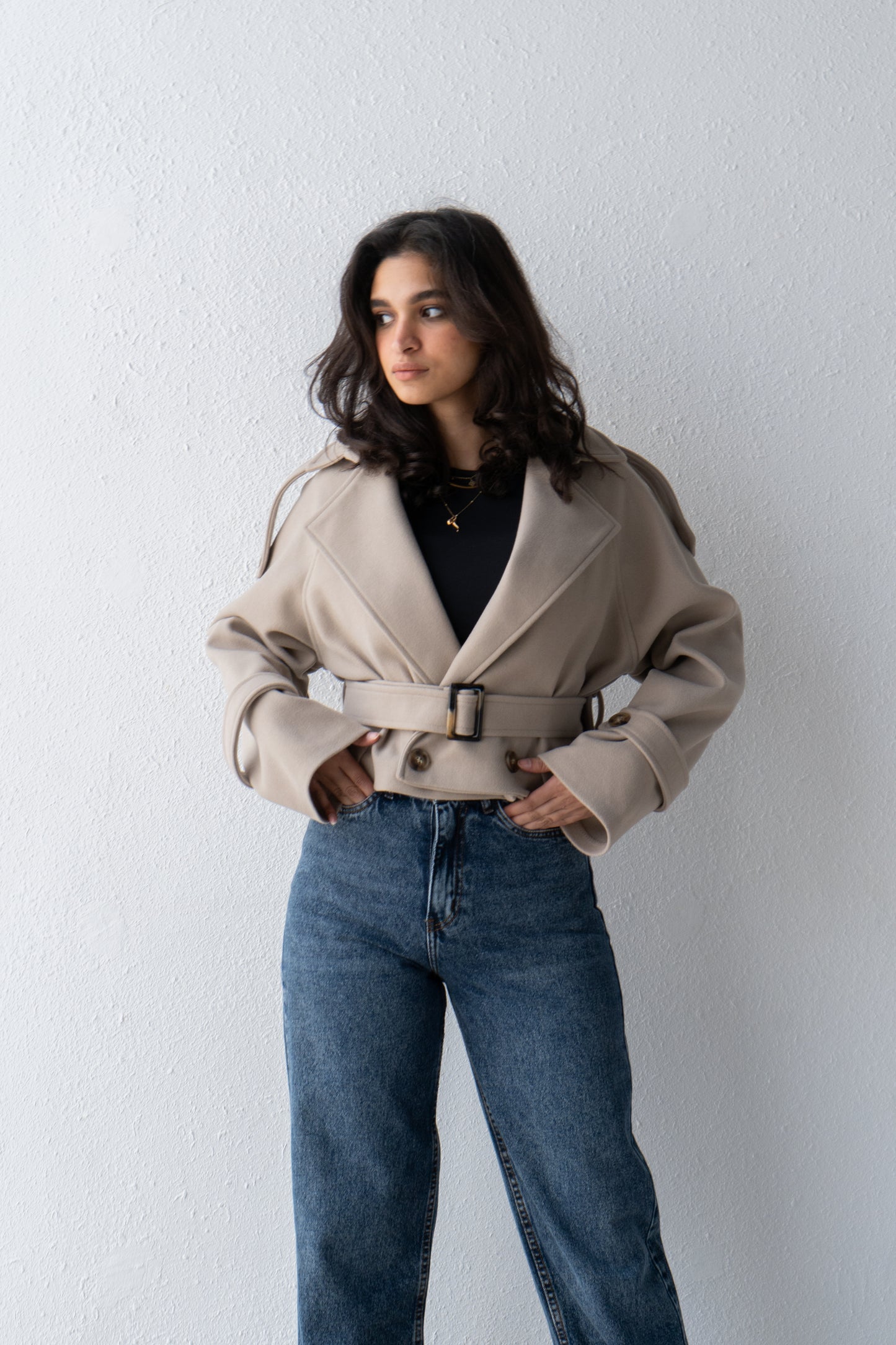 Cropped trench jacket