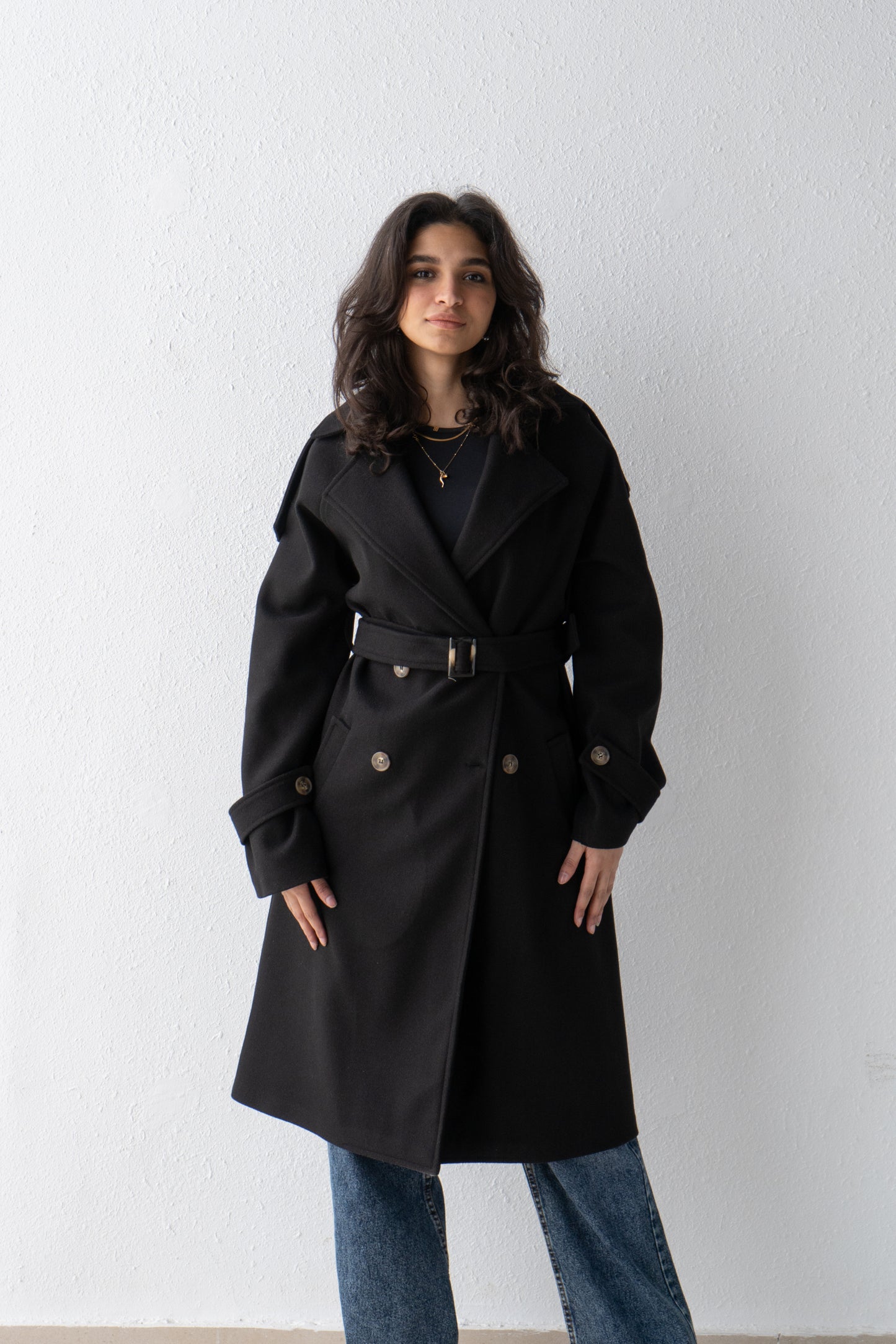 Mixed wool trench coat