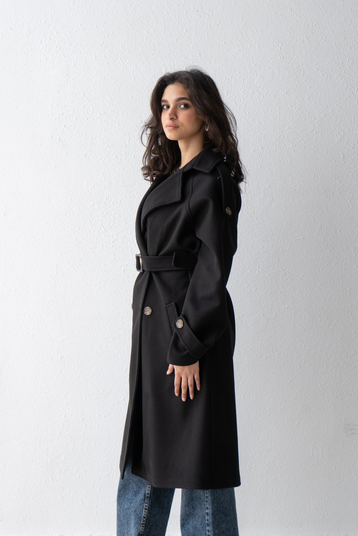 Mixed wool trench coat