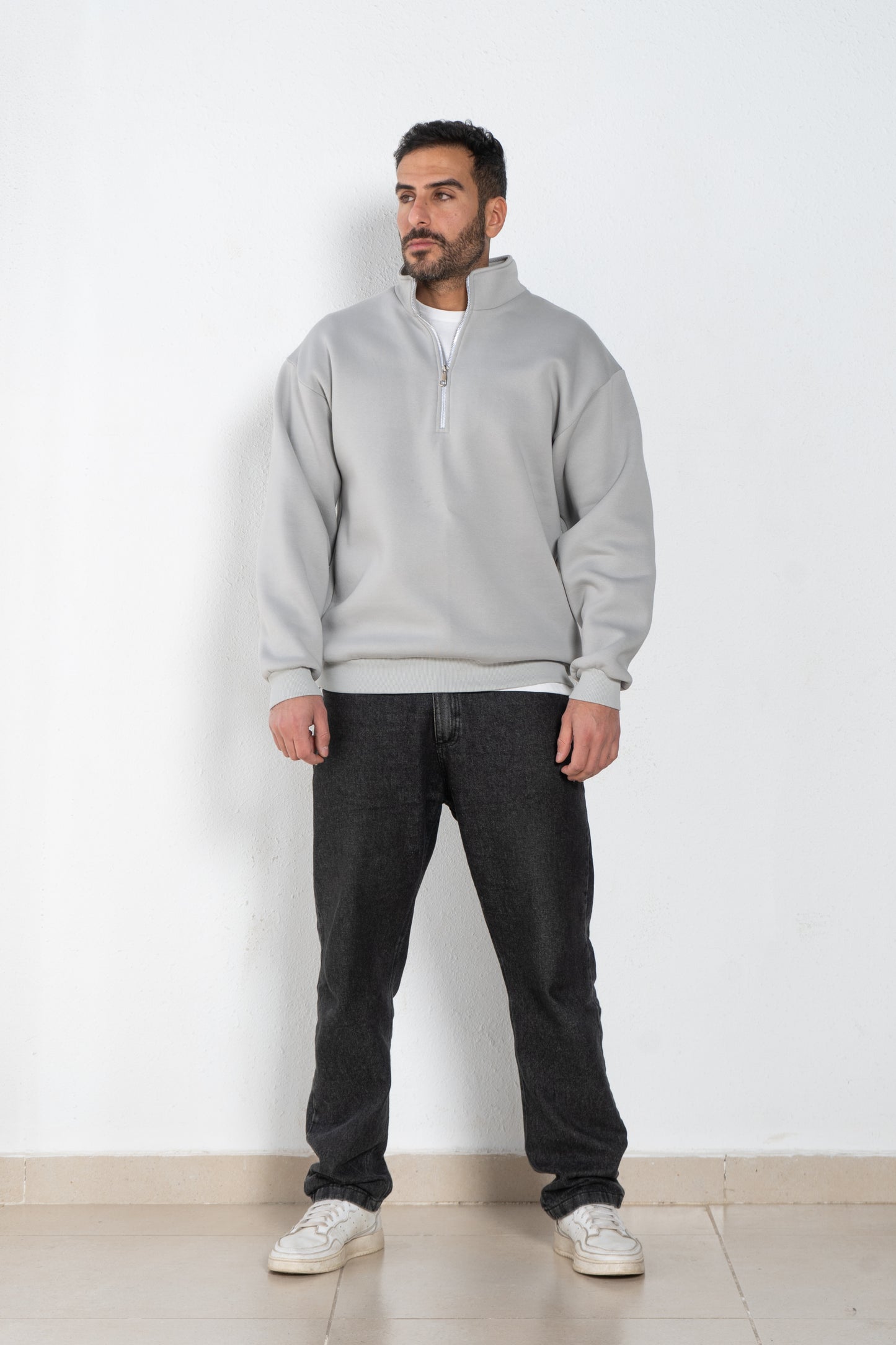 Basic oversized quarter zip with inside fleece