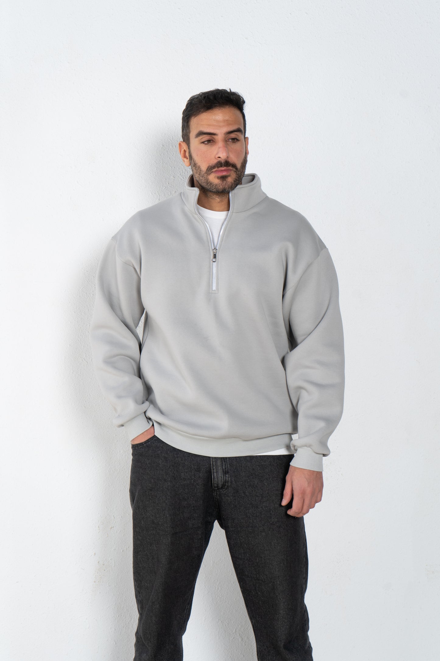 Basic oversized quarter zip with inside fleece