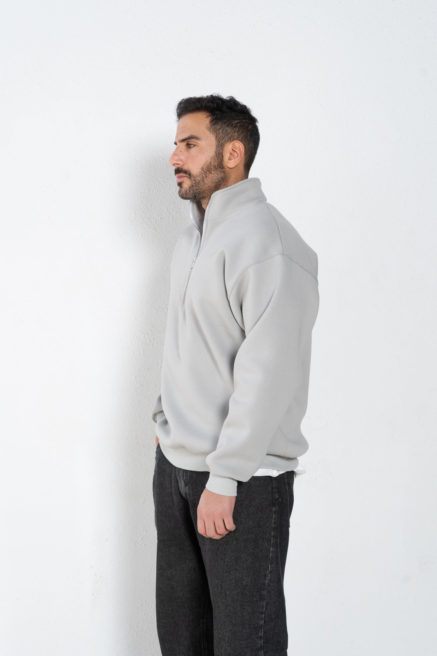 Basic oversized quarter zip with inside fleece