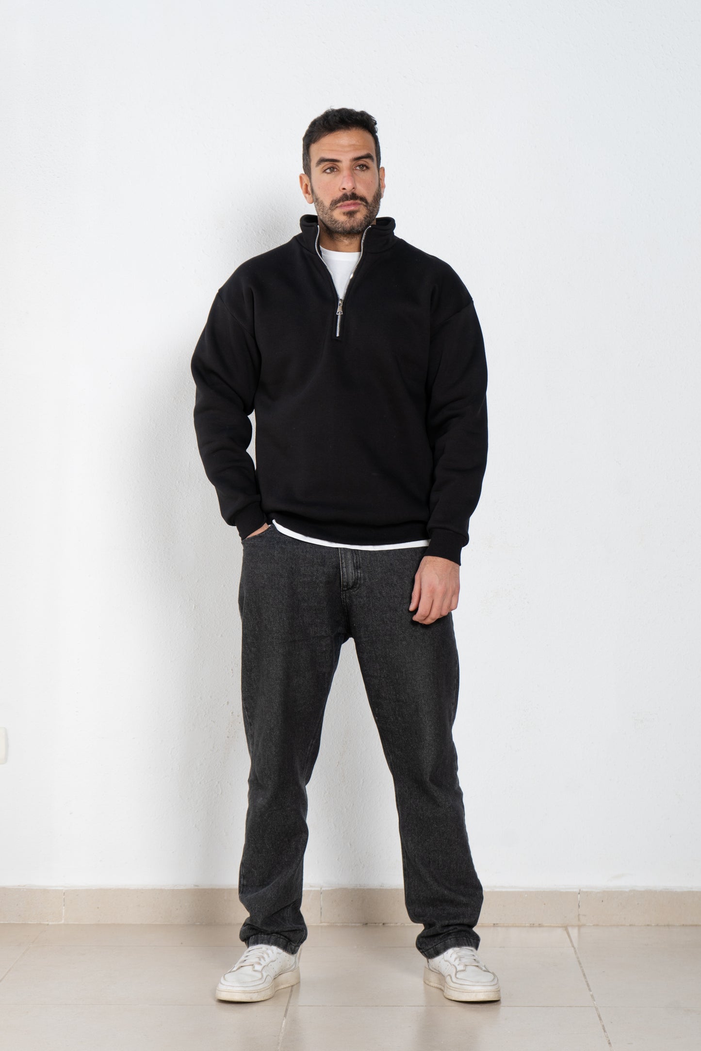 Basic oversized quarter zip with inside fleece