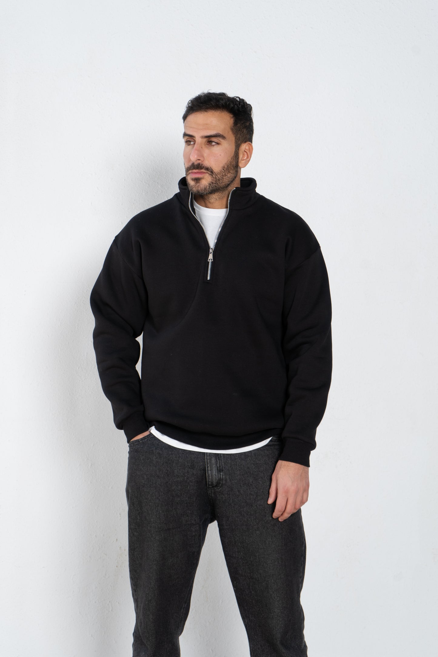 Basic oversized quarter zip with inside fleece