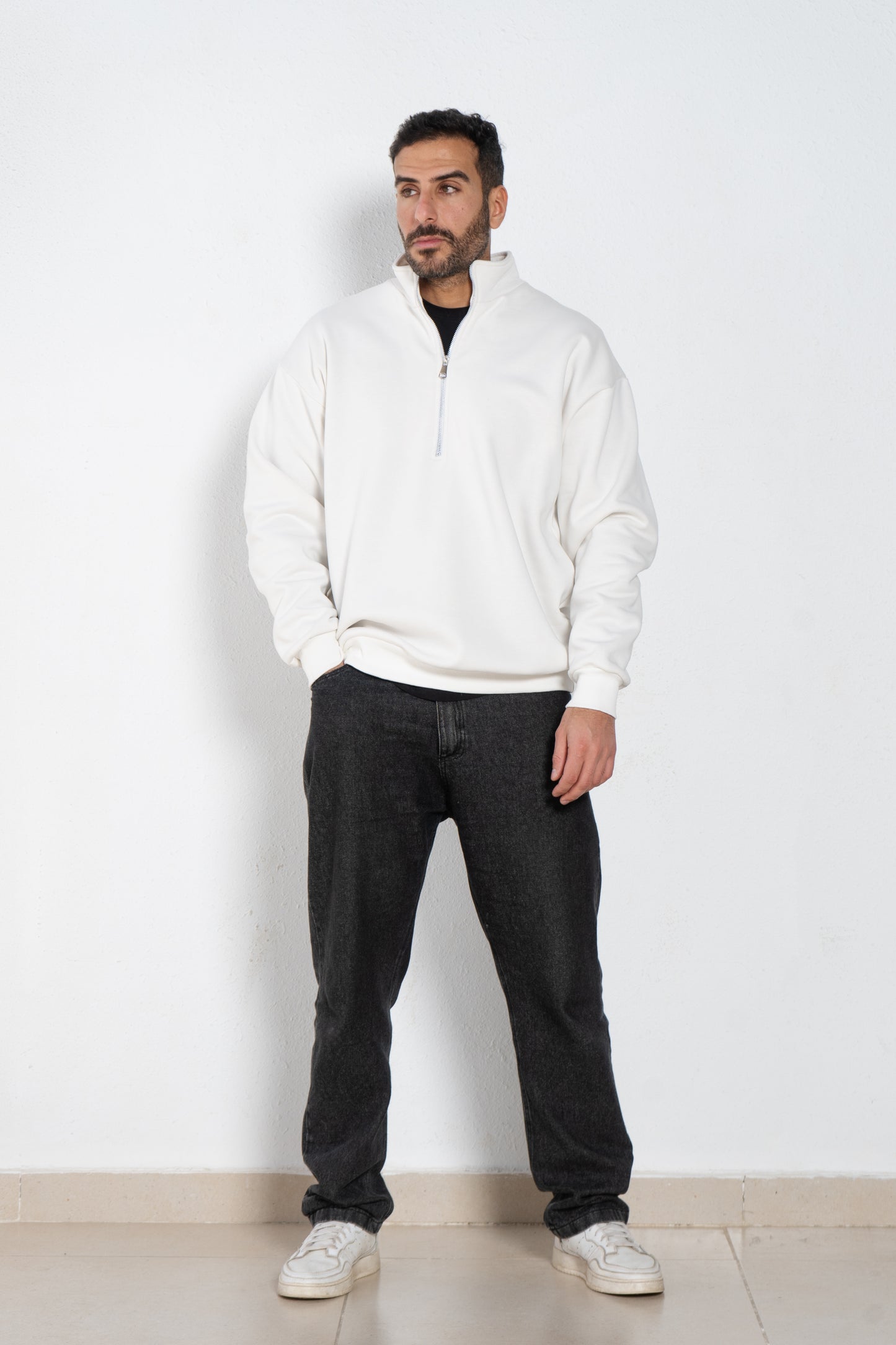 Basic oversized quarter zip with inside fleece