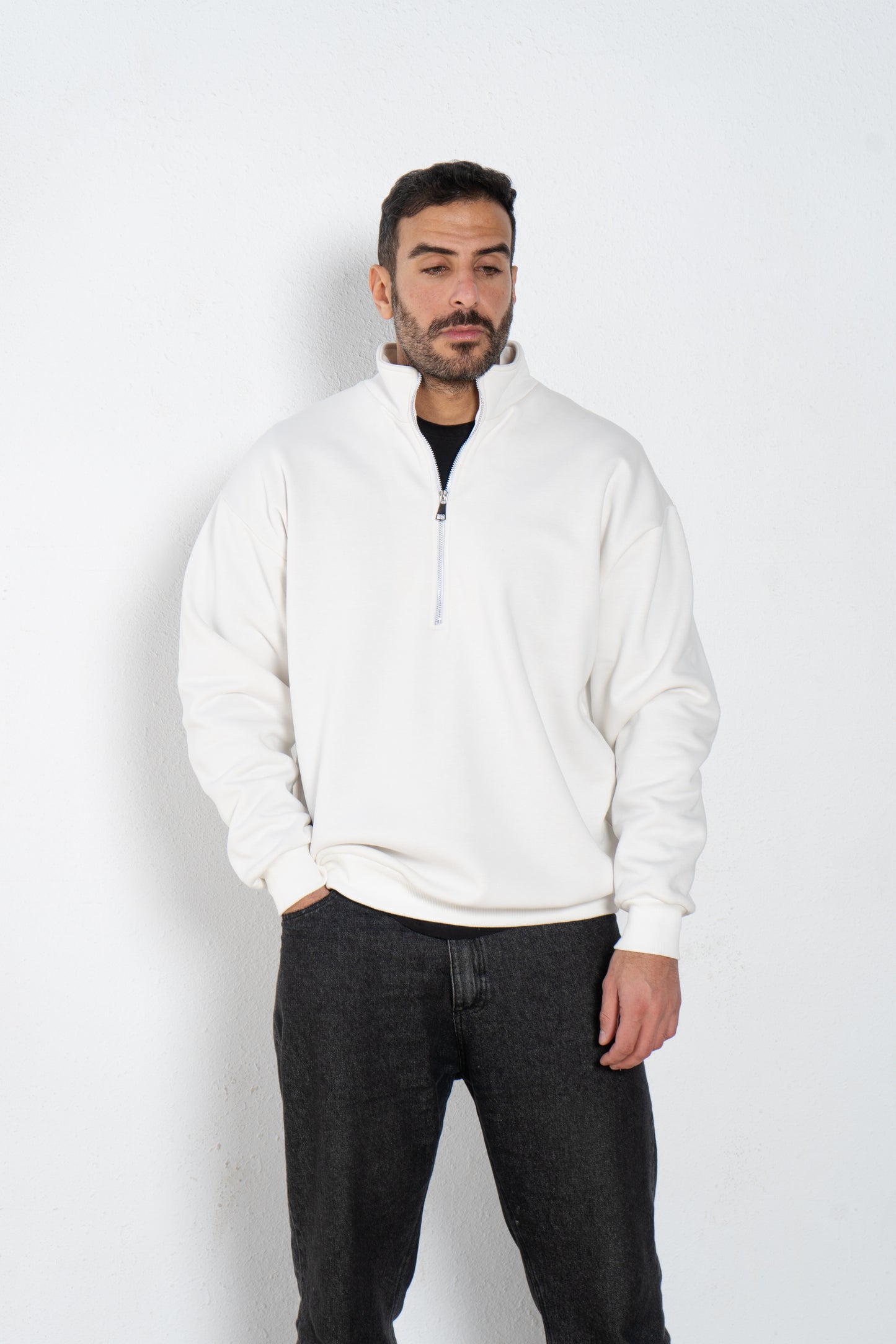 Basic oversized quarter zip with inside fleece