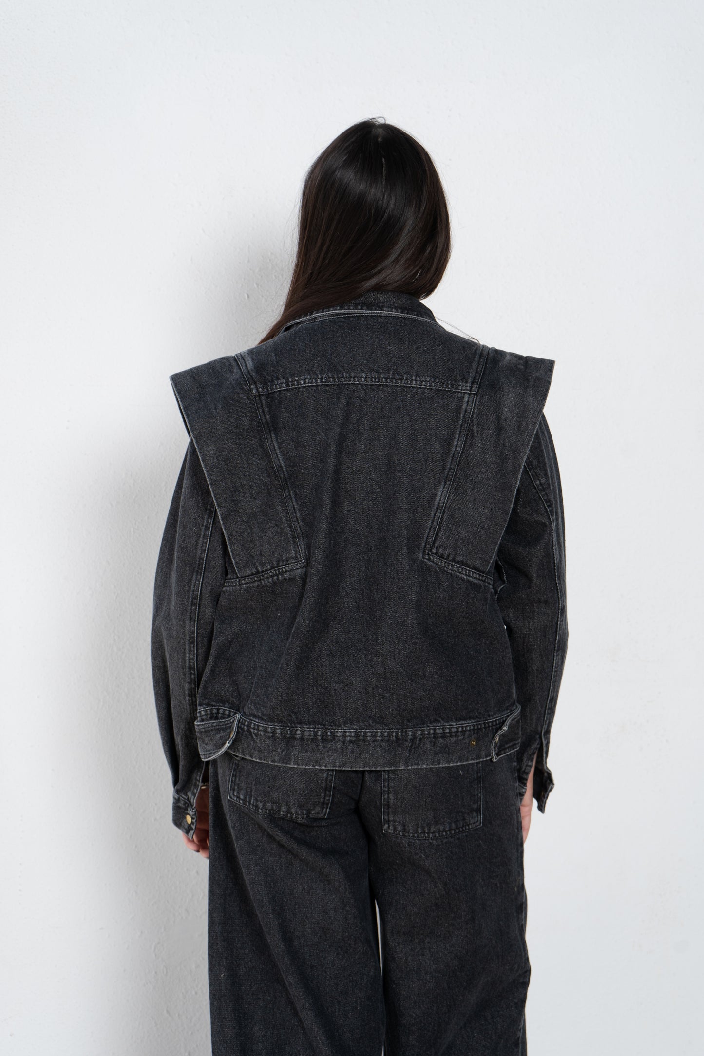 Jeans jacket with shoulder patch