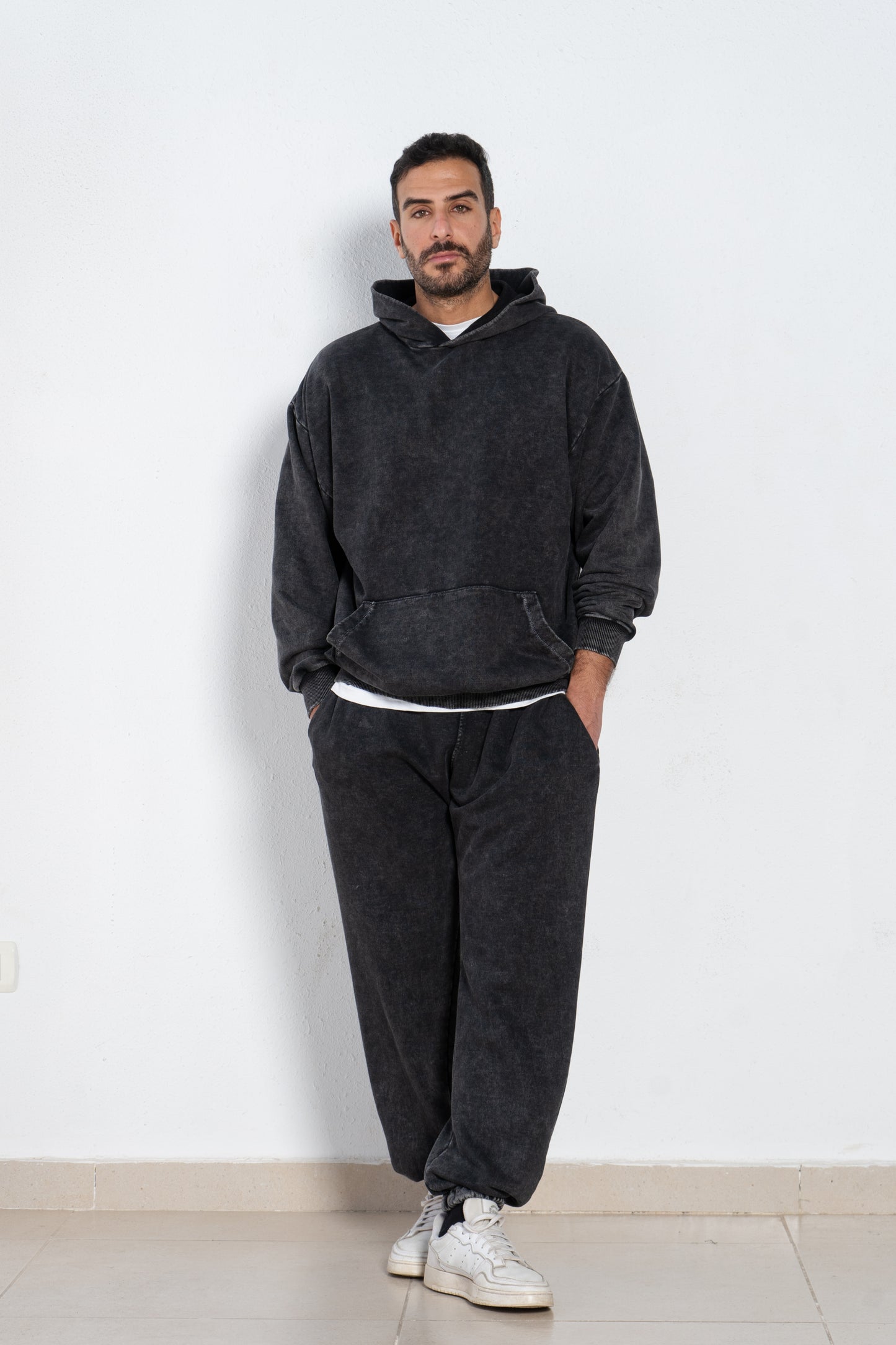 Washed cotton sweat pants