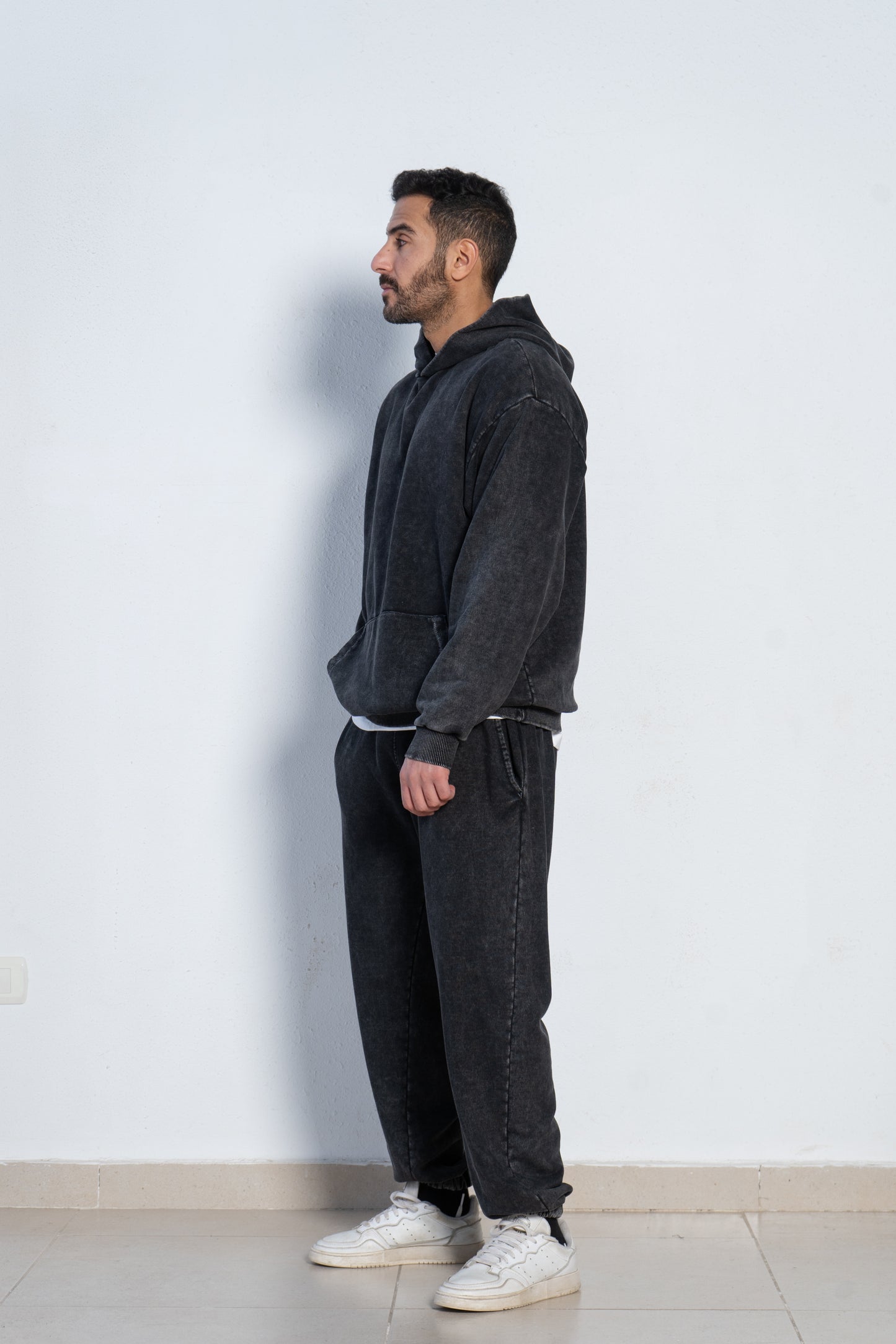 Washed cotton sweat pants