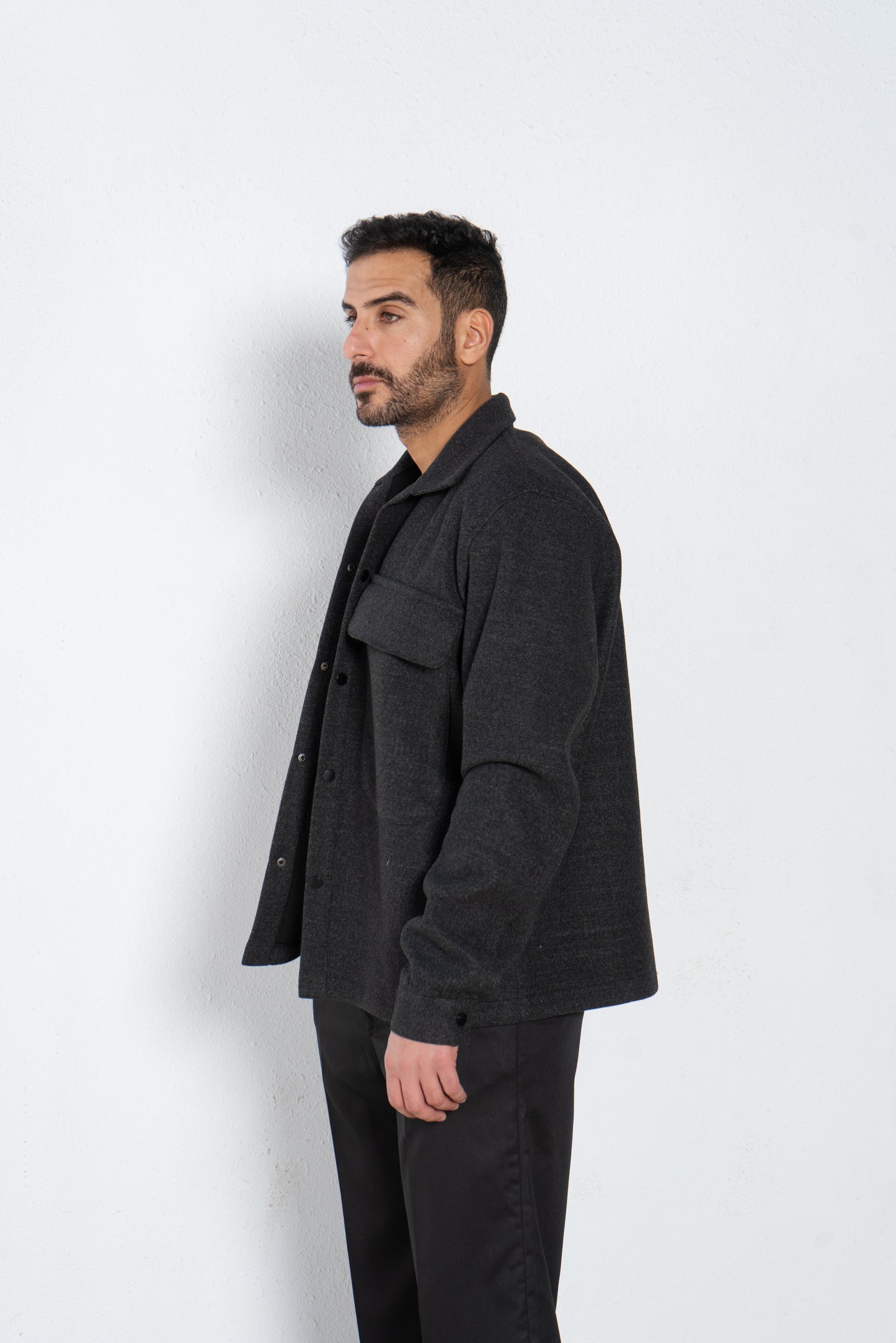 wool shirt jacket with front pockets