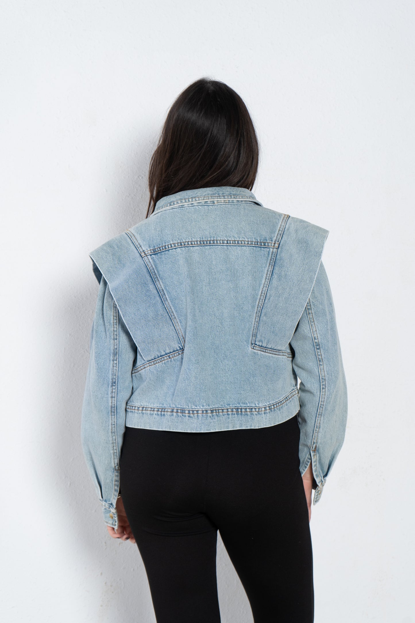 Jeans jacket with shoulder patch