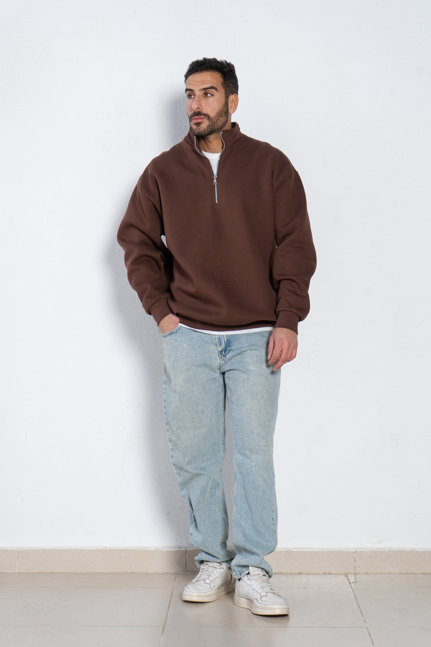 Basic oversized quarter zip with inside fleece