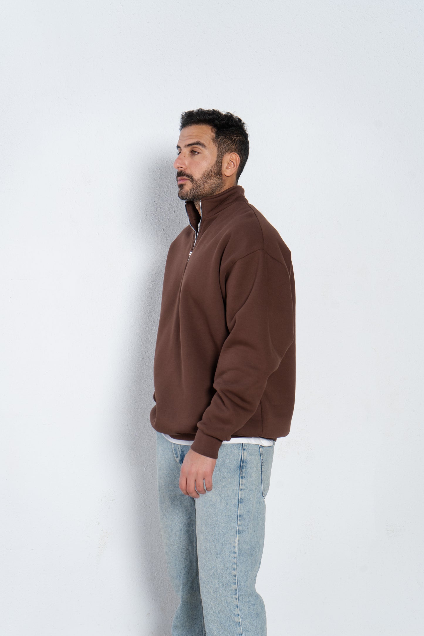 Basic oversized quarter zip with inside fleece