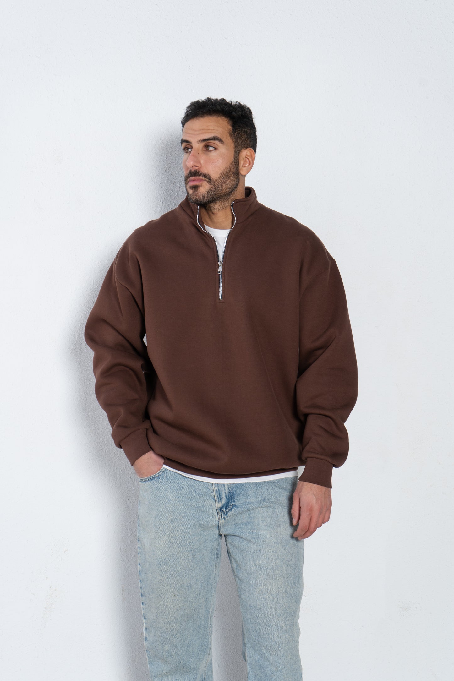 Basic oversized quarter zip with inside fleece