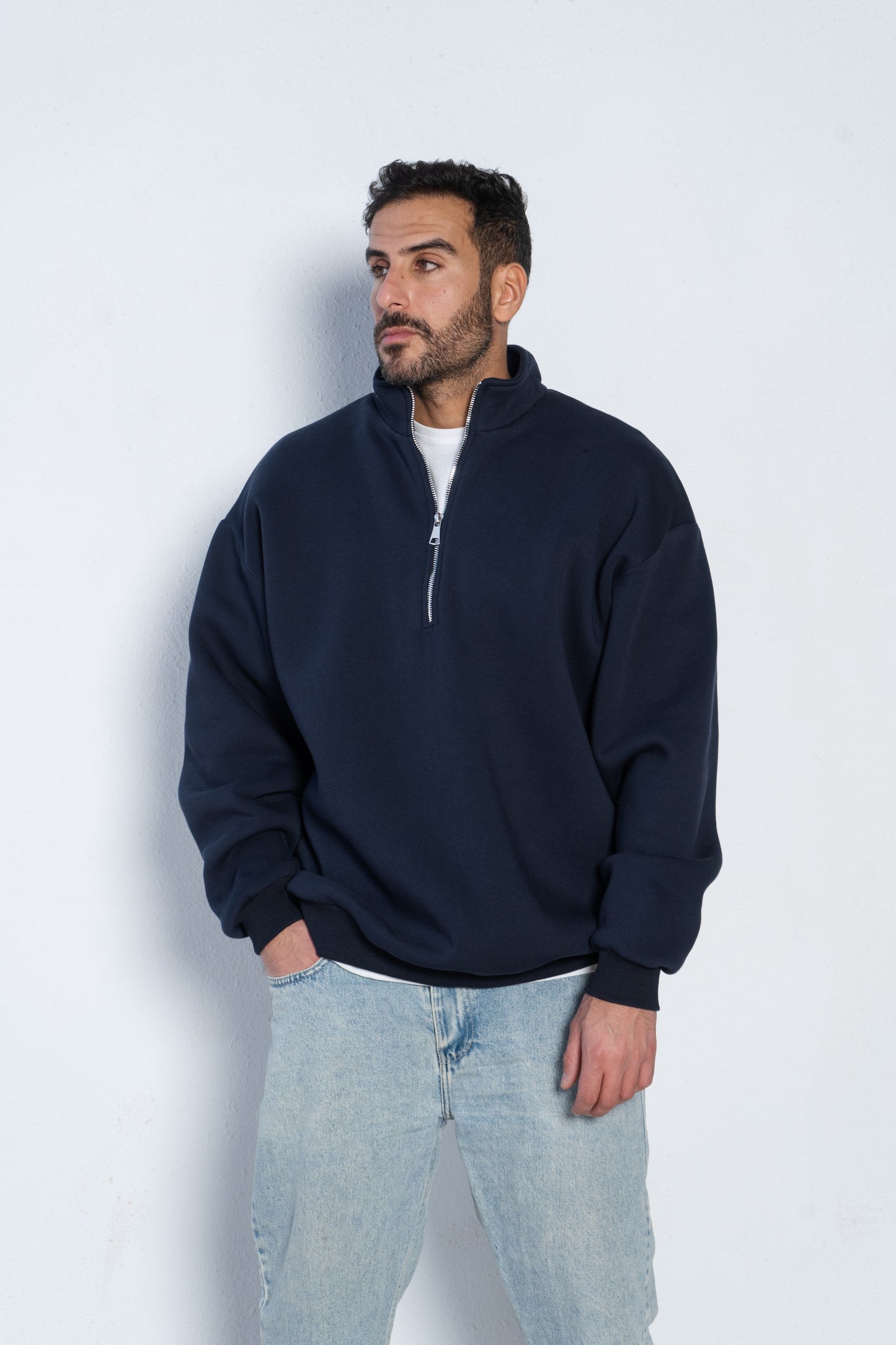 Basic oversized quarter zip with inside fleece