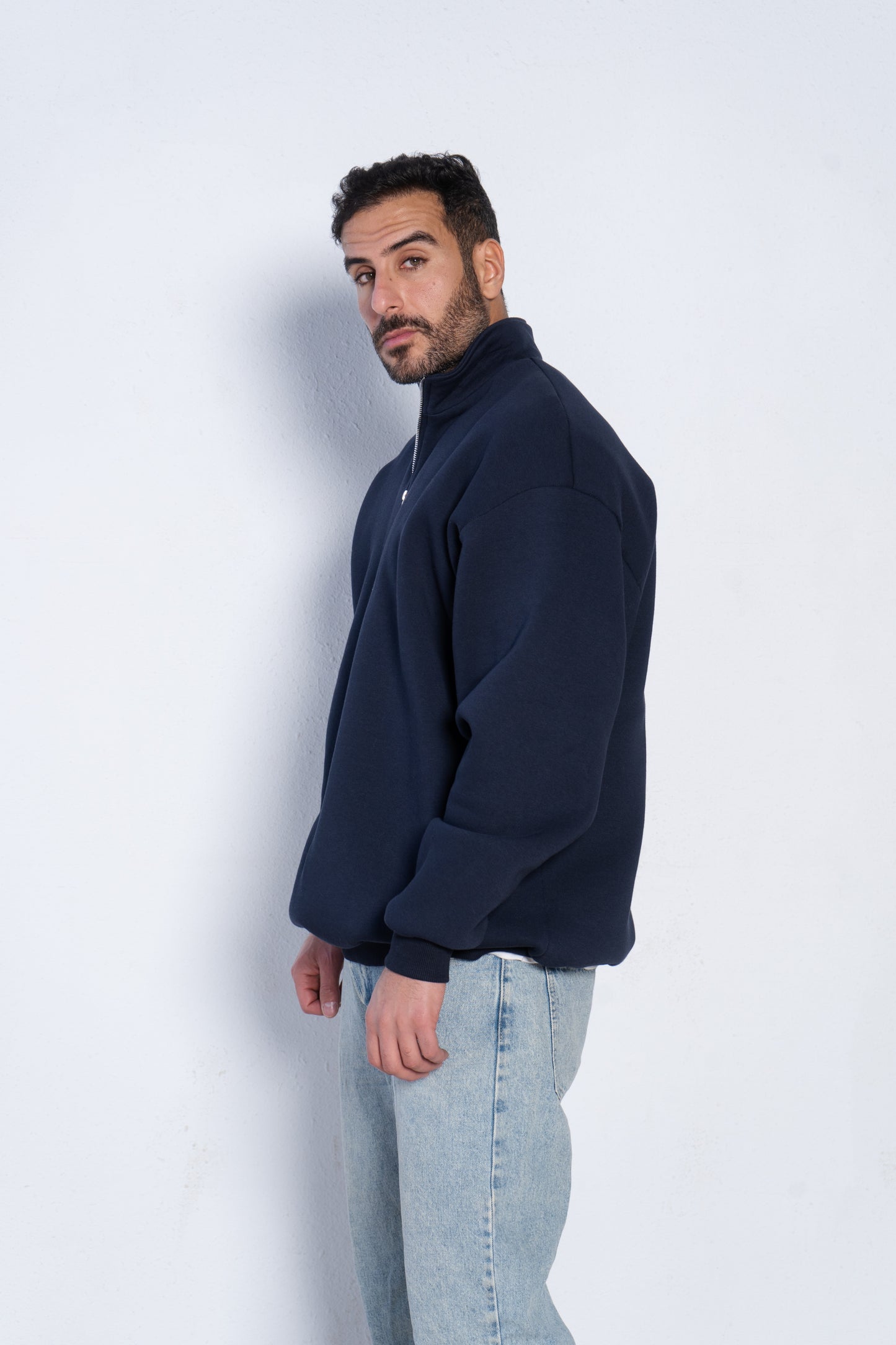 Basic oversized quarter zip with inside fleece