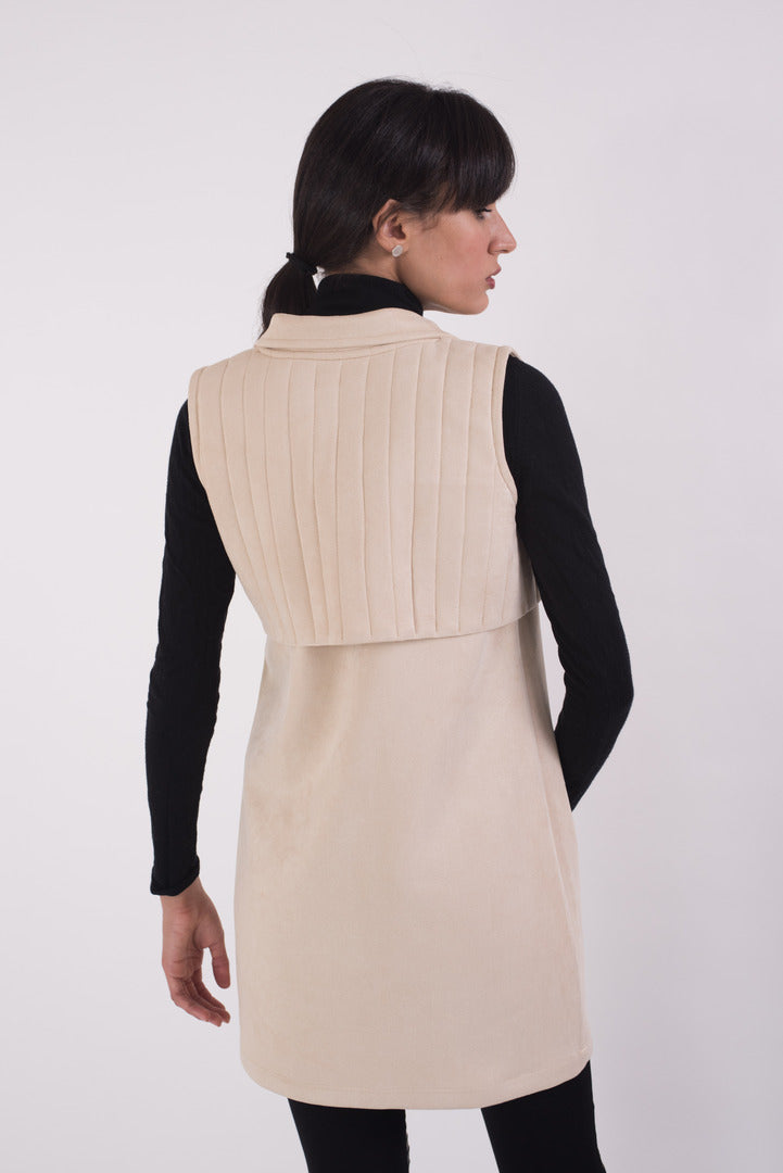 Suede vest with puffer details