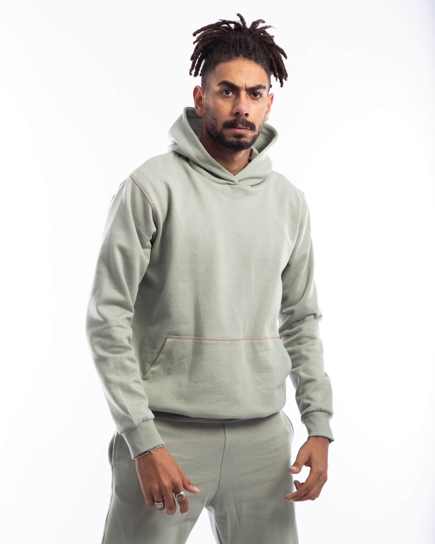 Basic Oversized Hoodie With Zigzag On Shoulder and pockets