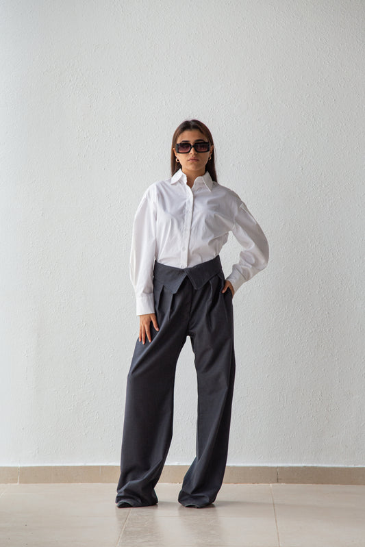 Pants with folded waist