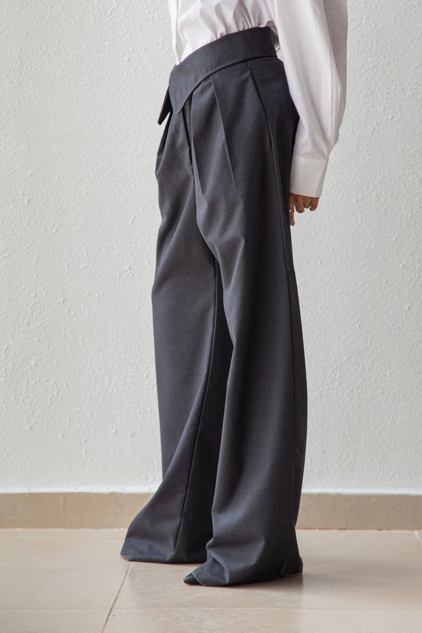 Pants with folded waist